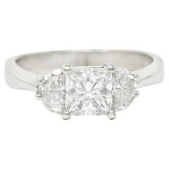 JB Star 1.55 Carats Princess Cut Diamond Platinum Engagement Ring GIA