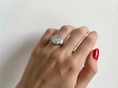 JB Star 9.00CT Diamante taglio smeraldo in platino Anello a tre pietre certificato GIA