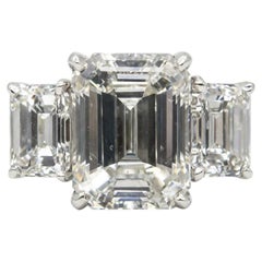 JB Star 9.00CT Diamante taglio smeraldo in platino Anello a tre pietre certificato GIA