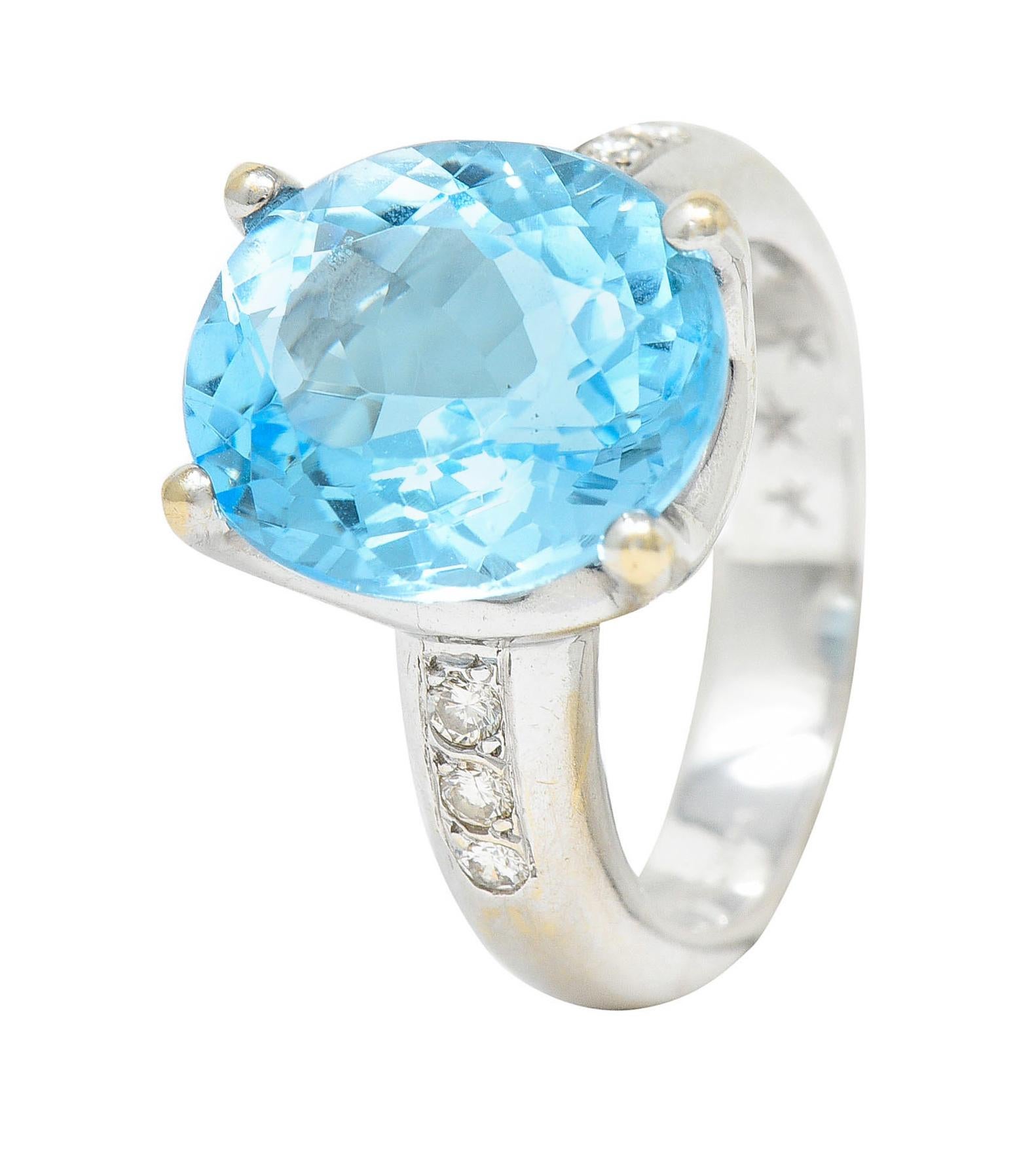 JB Star Blue Topaz Diamond 18 Karat White Gold Gemstone Ring 1