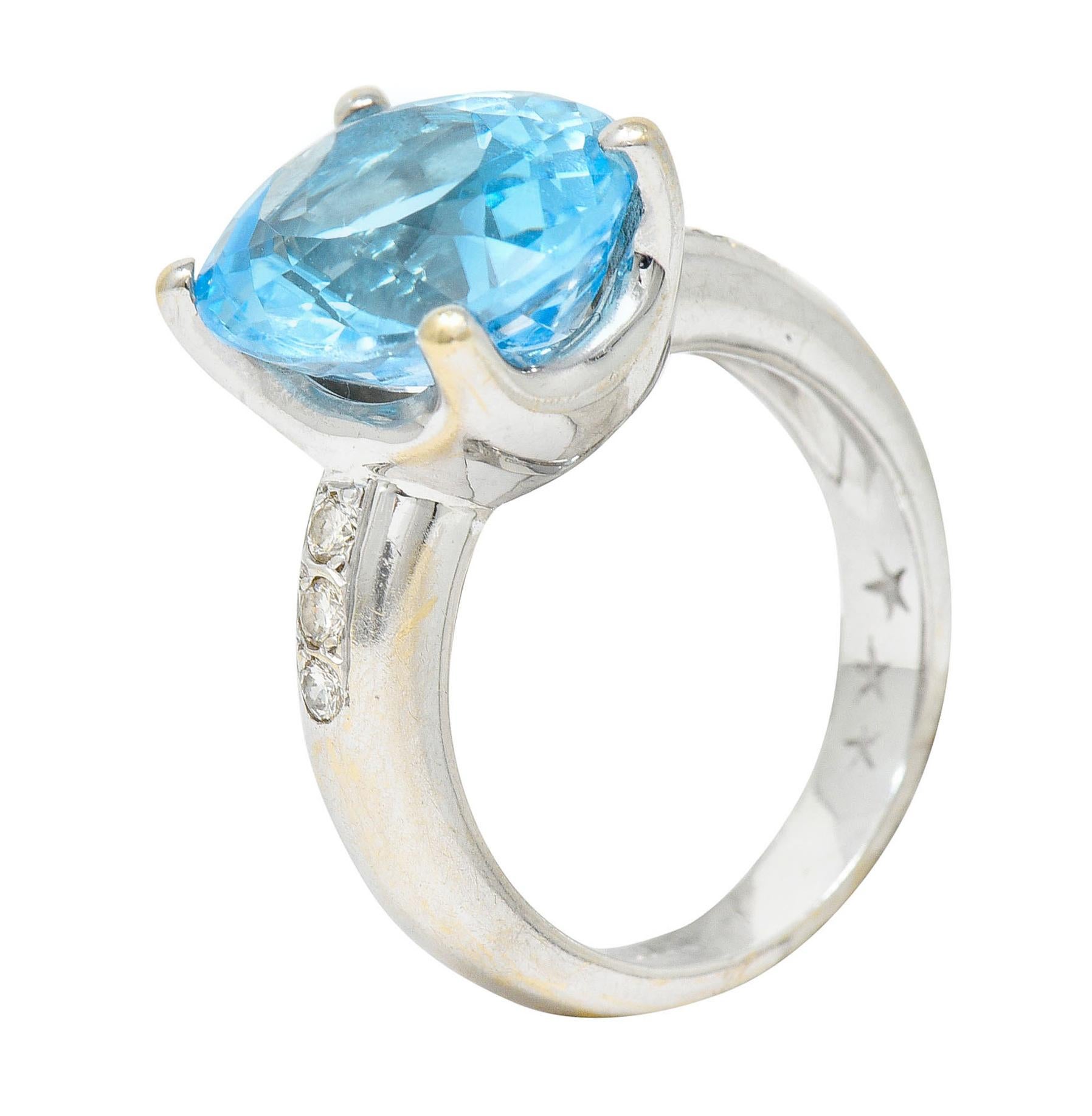 JB Star Blue Topaz Diamond 18 Karat White Gold Gemstone Ring 2