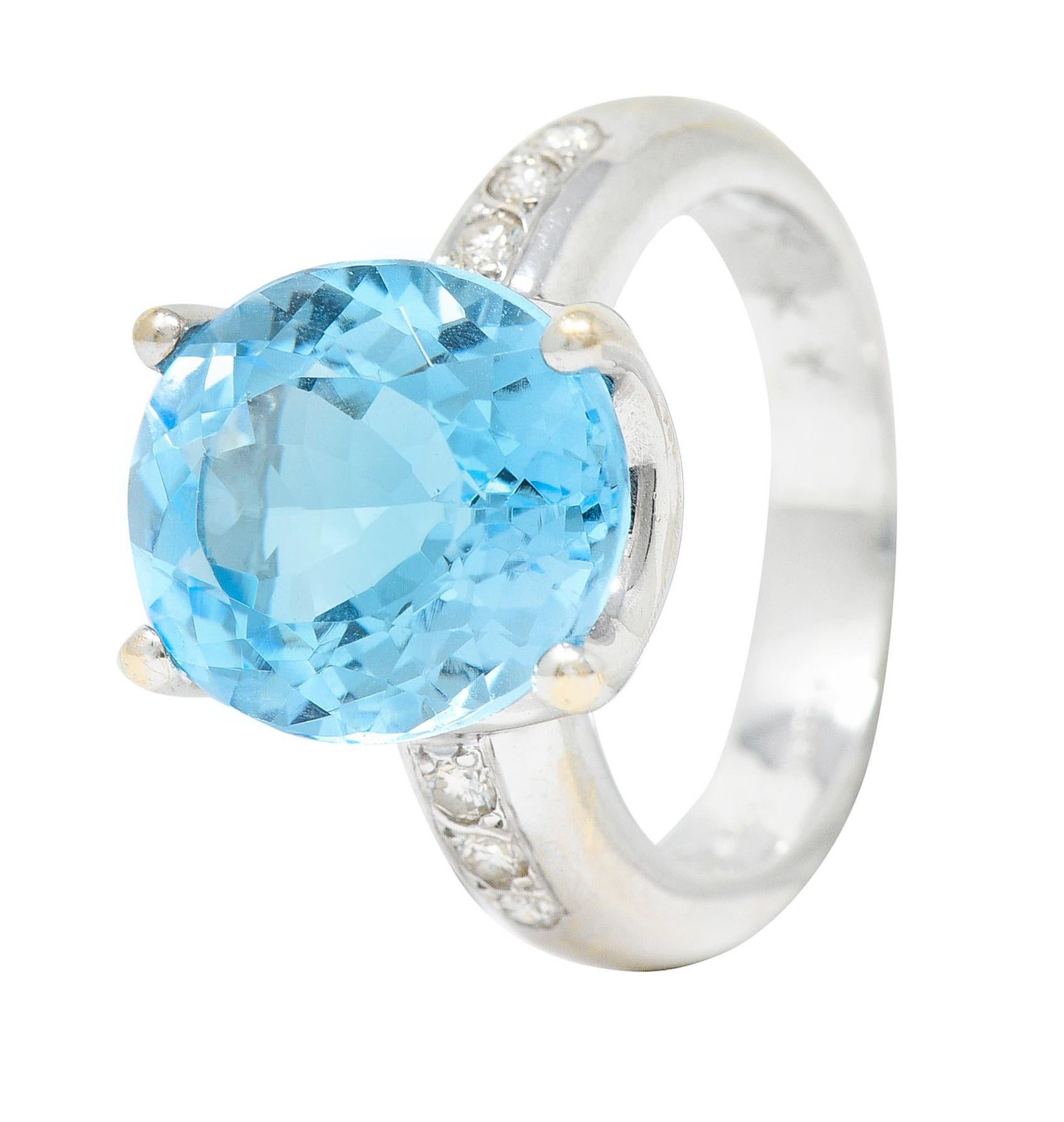 JB Star Blue Topaz Diamond 18 Karat White Gold Gemstone Ring 3