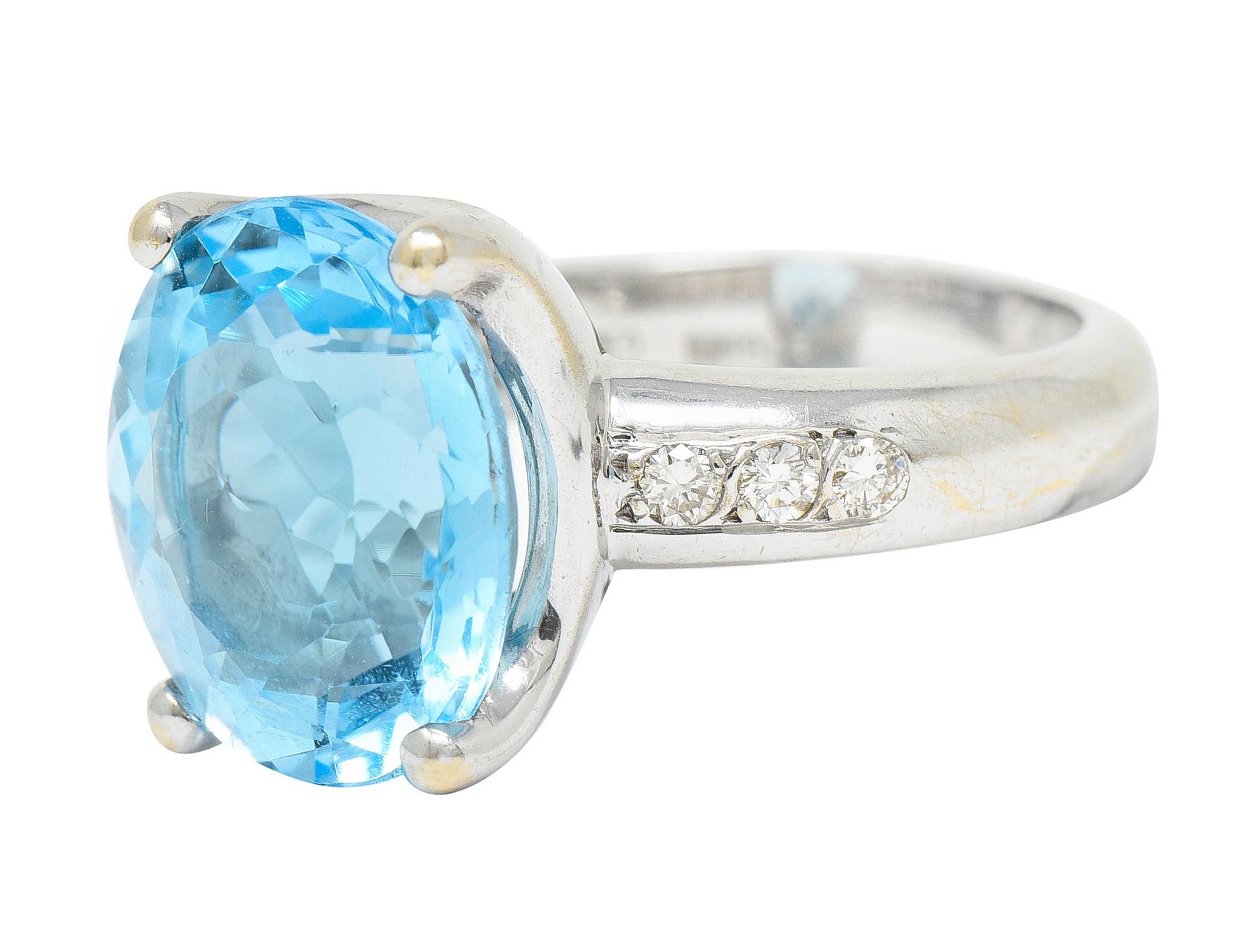 Contemporary JB Star Blue Topaz Diamond 18 Karat White Gold Gemstone Ring