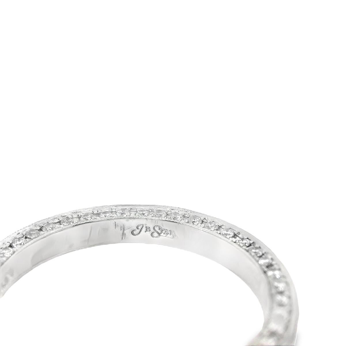 Round Cut JB Star Diamond and Platinum Three Sided Eternity Band For Sale