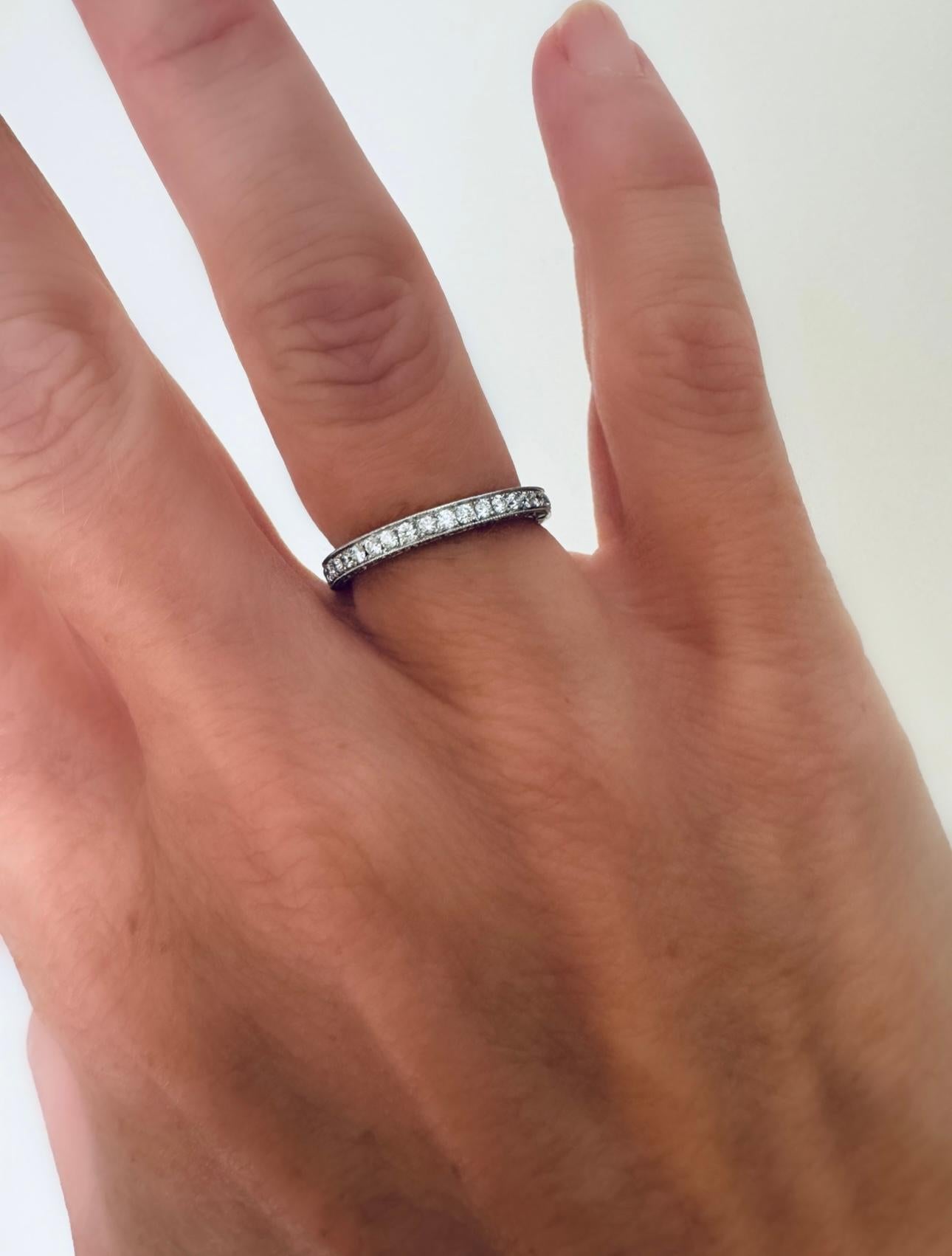 JB Star Diamond and Platinum Three Sided Eternity Band For Sale 1