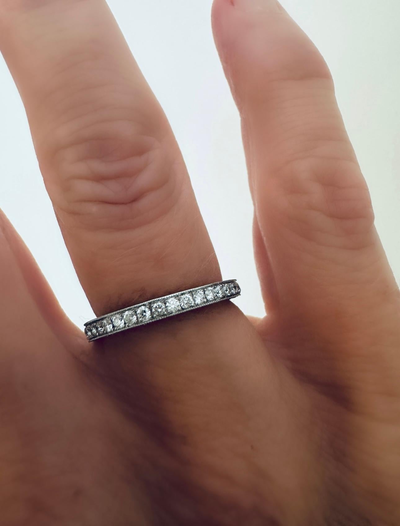 JB Star Diamond and Platinum Three Sided Eternity Band For Sale 2