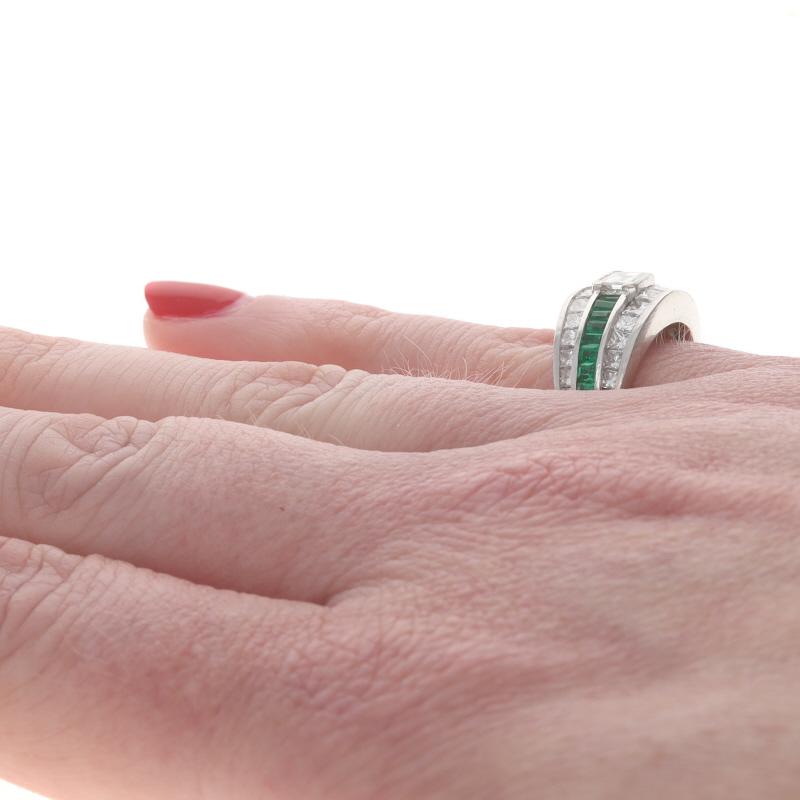 JB Star Emerald Diamond Stripe Cluster Cocktail Band Platinum 900 2.30ctw Ring Pour femmes en vente