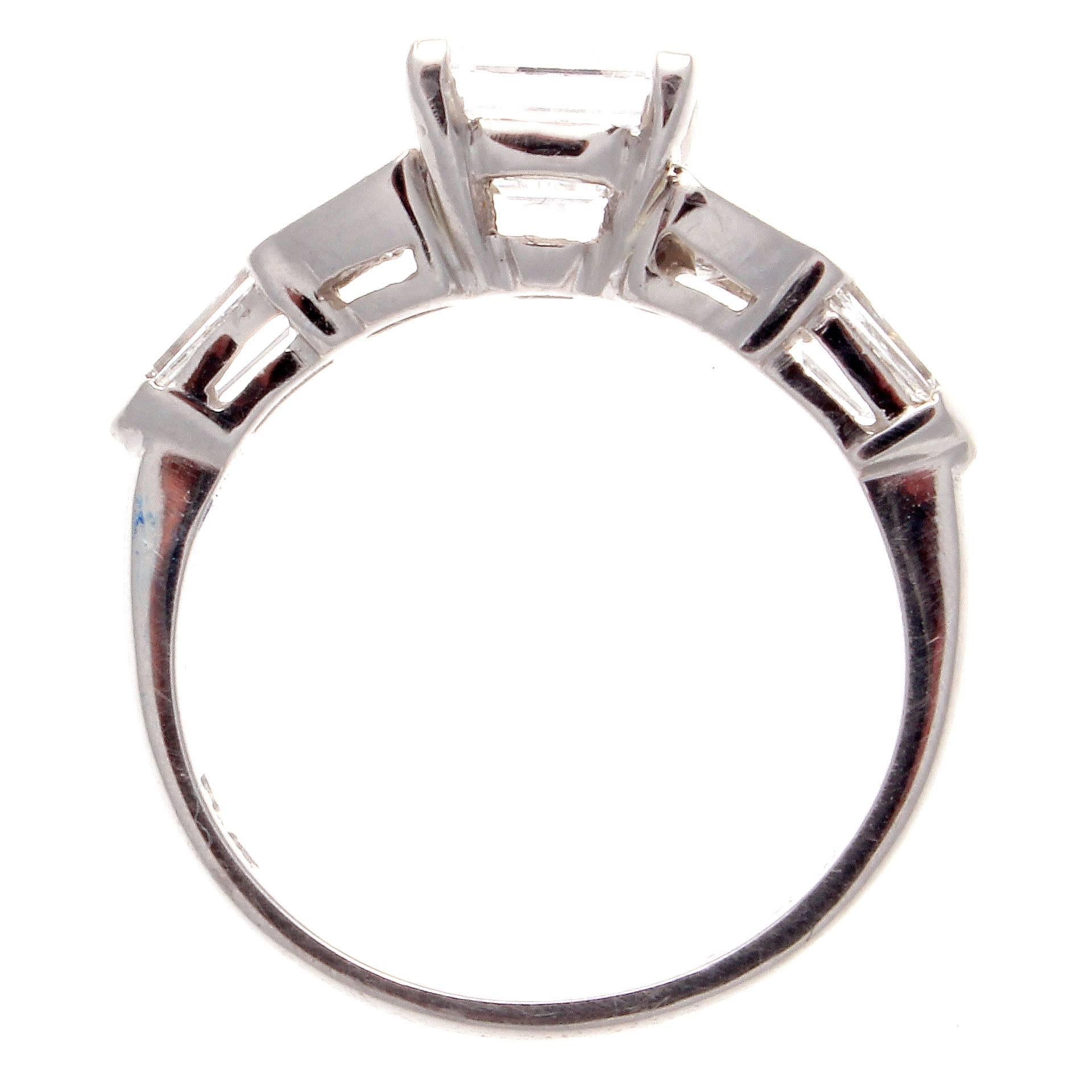 Modern JB Star GIA 2.07 Carat E VS2 Emerald Cut Diamond Platinum Engagement Ring