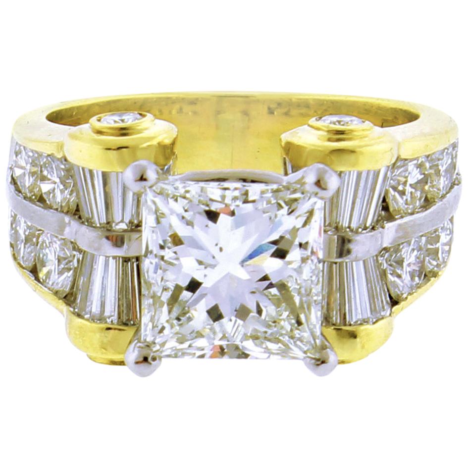 JB Star GIA 3 Carat Princess Cut Diamond Ring