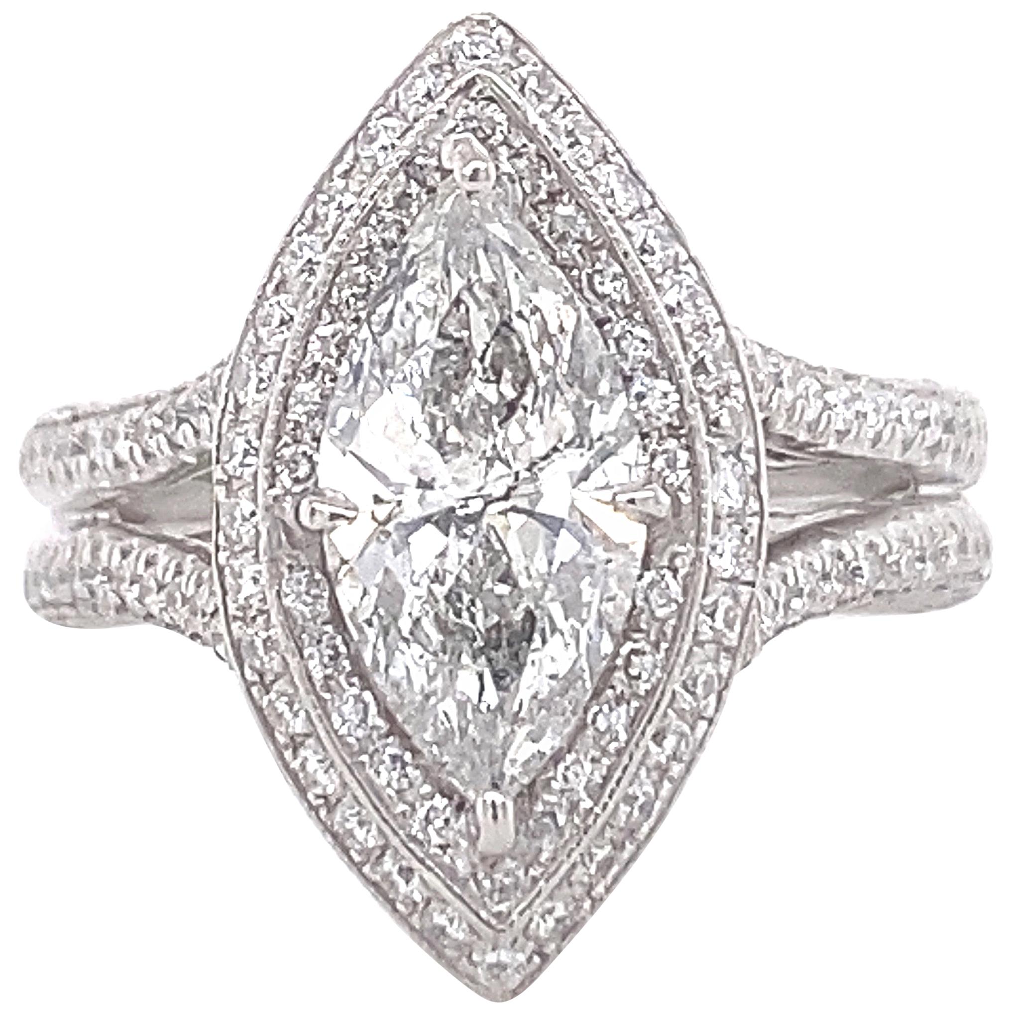 J.B. Star Marquise Diamond 2.35 Carat Diamond Engagement Ring Platinum