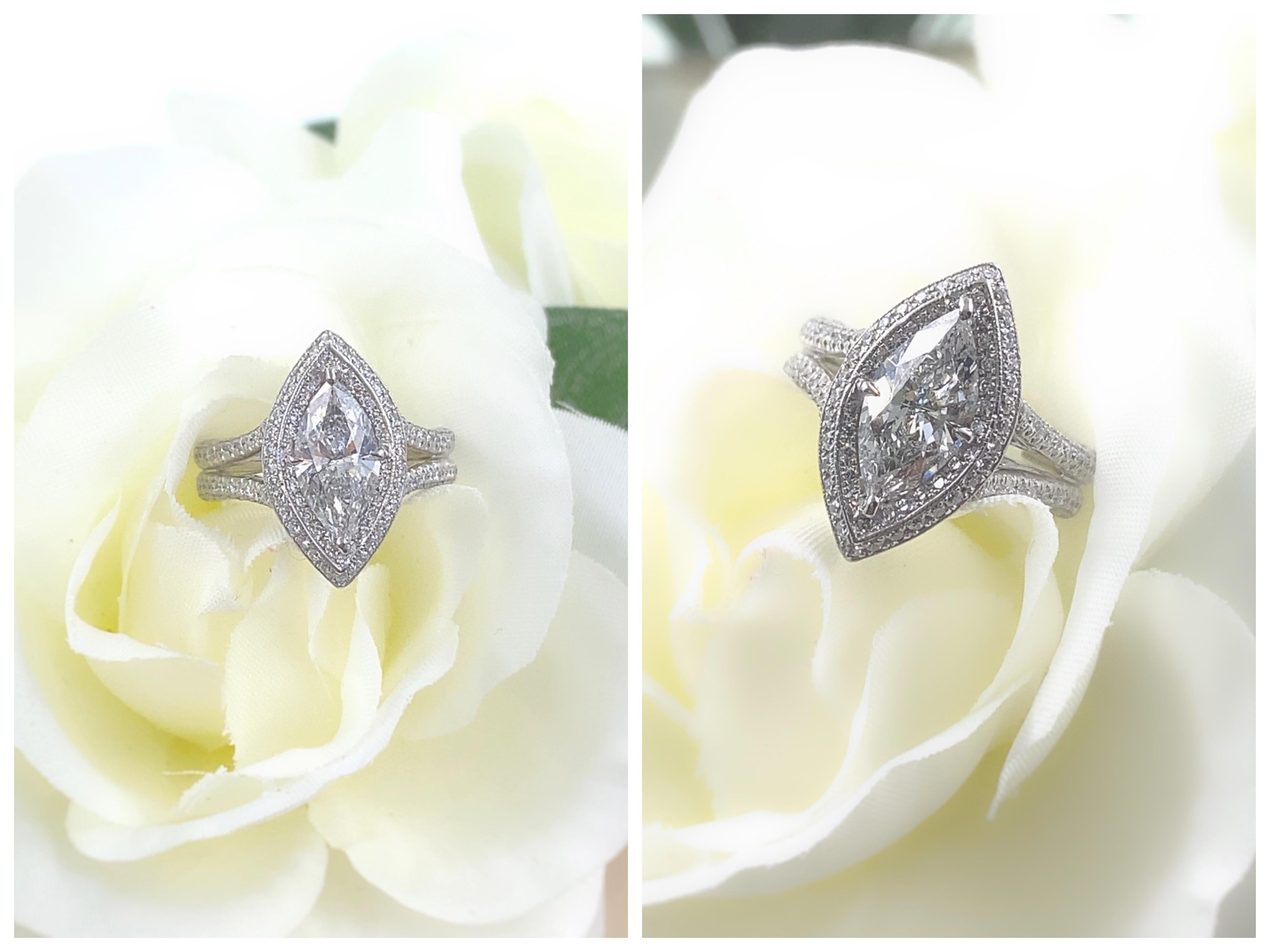 J.B. Star Marquise Diamond 2.35 Carat Diamond Engagement Ring Platinum 2