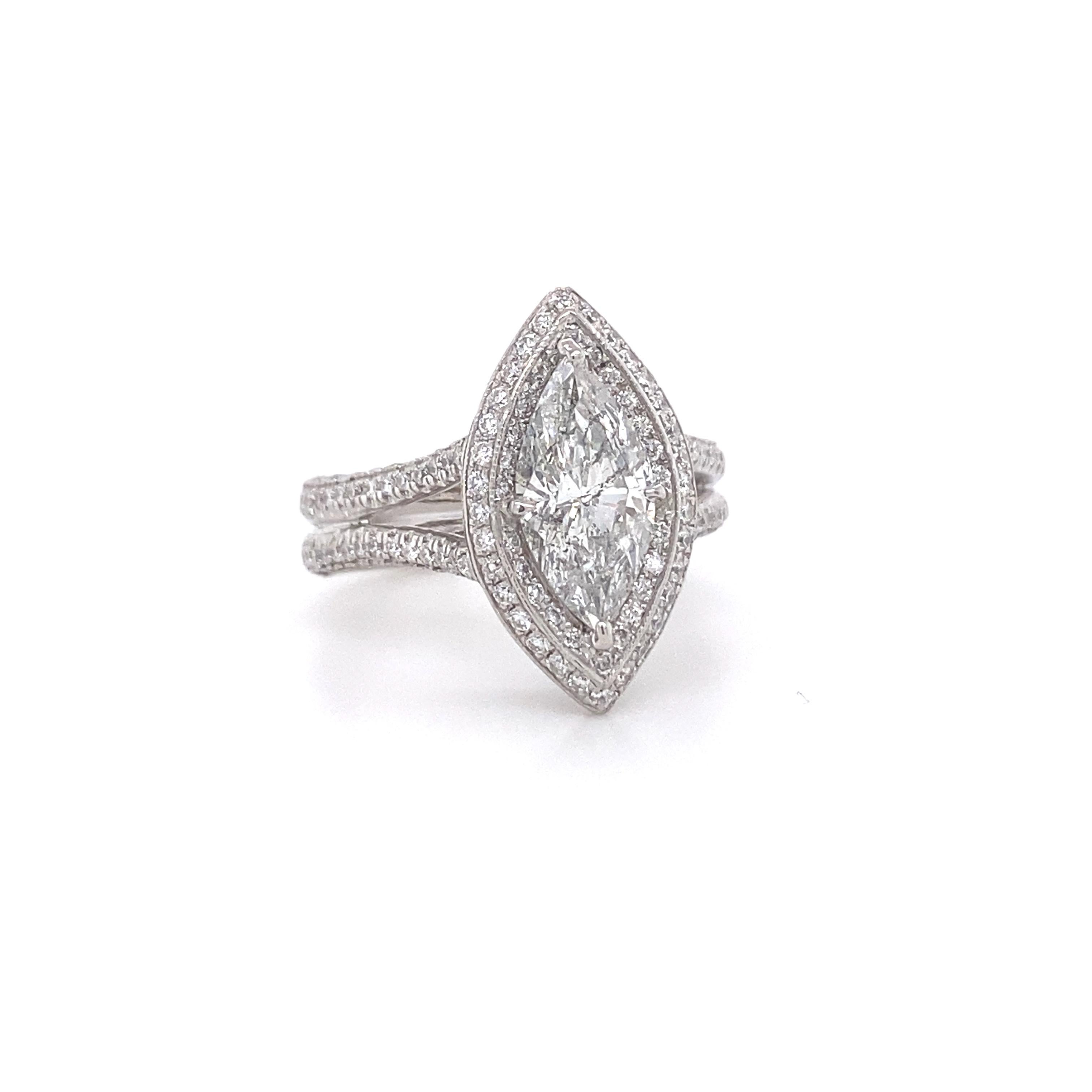 J.B. Star Marquise Diamond 2.35 Carat Diamond Engagement Ring Platinum 7