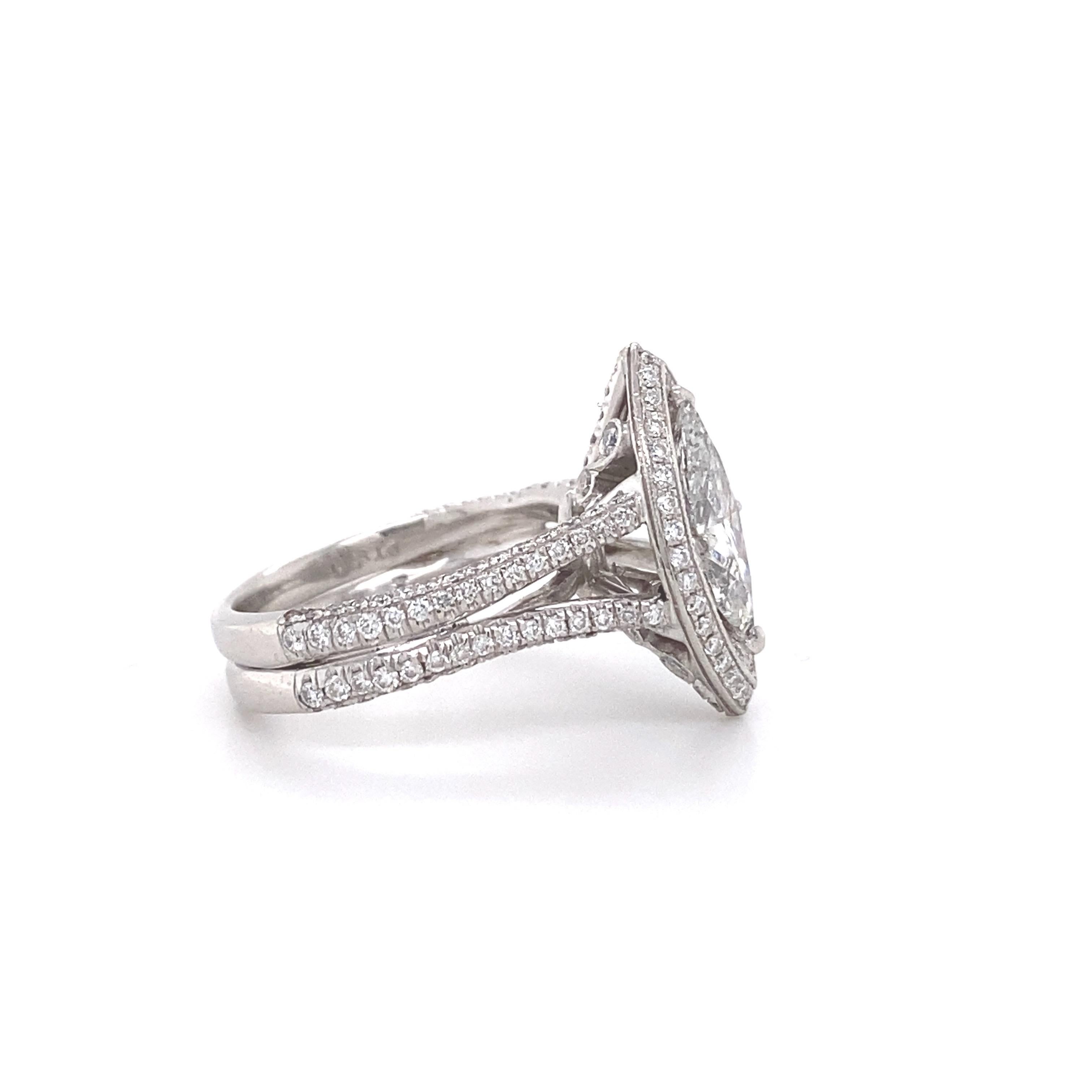 J.B. Star Marquise Diamond 2.35 Carat Diamond Engagement Ring Platinum 8