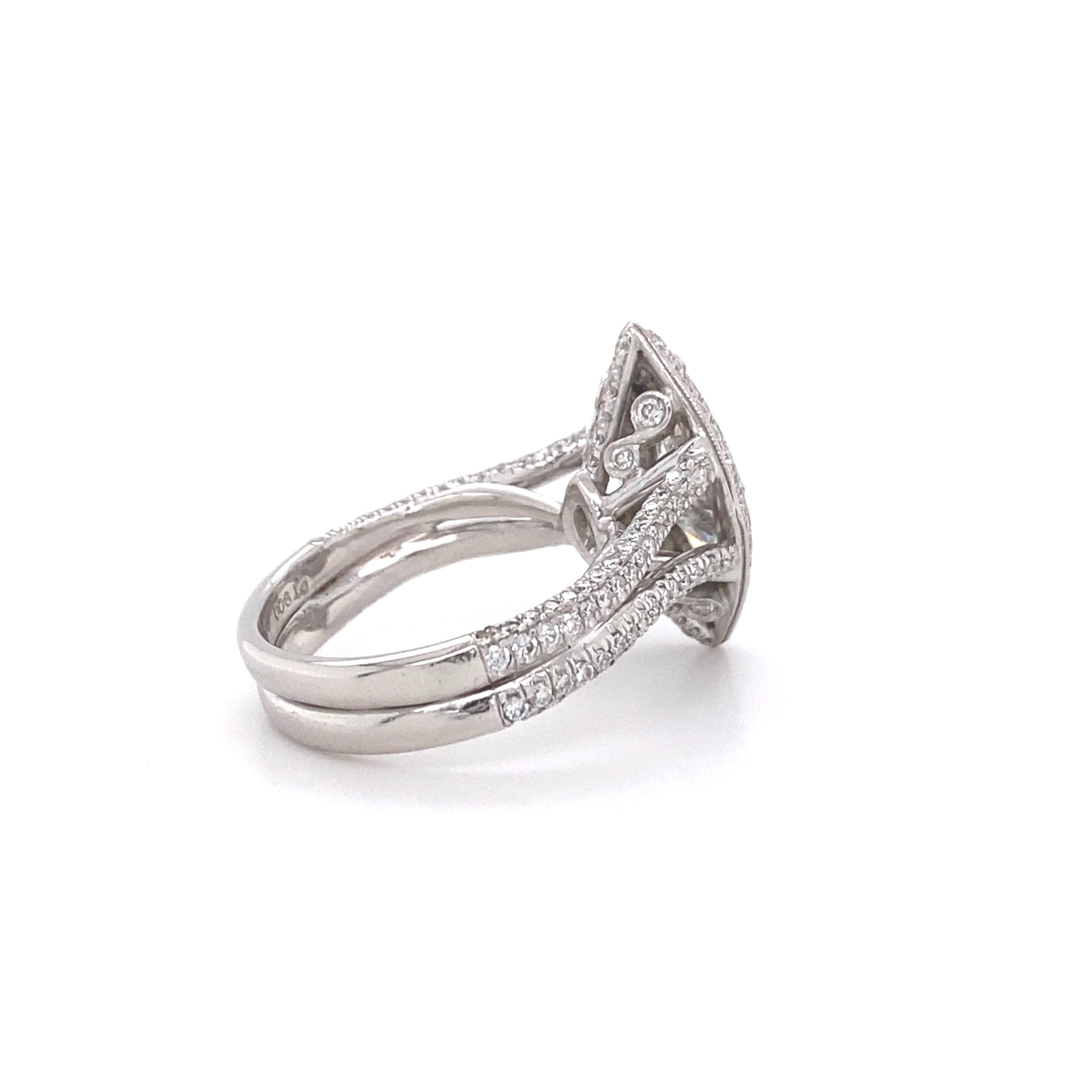 Women's or Men's J.B. Star Marquise Diamond 2.35 Carat Diamond Engagement Ring Platinum