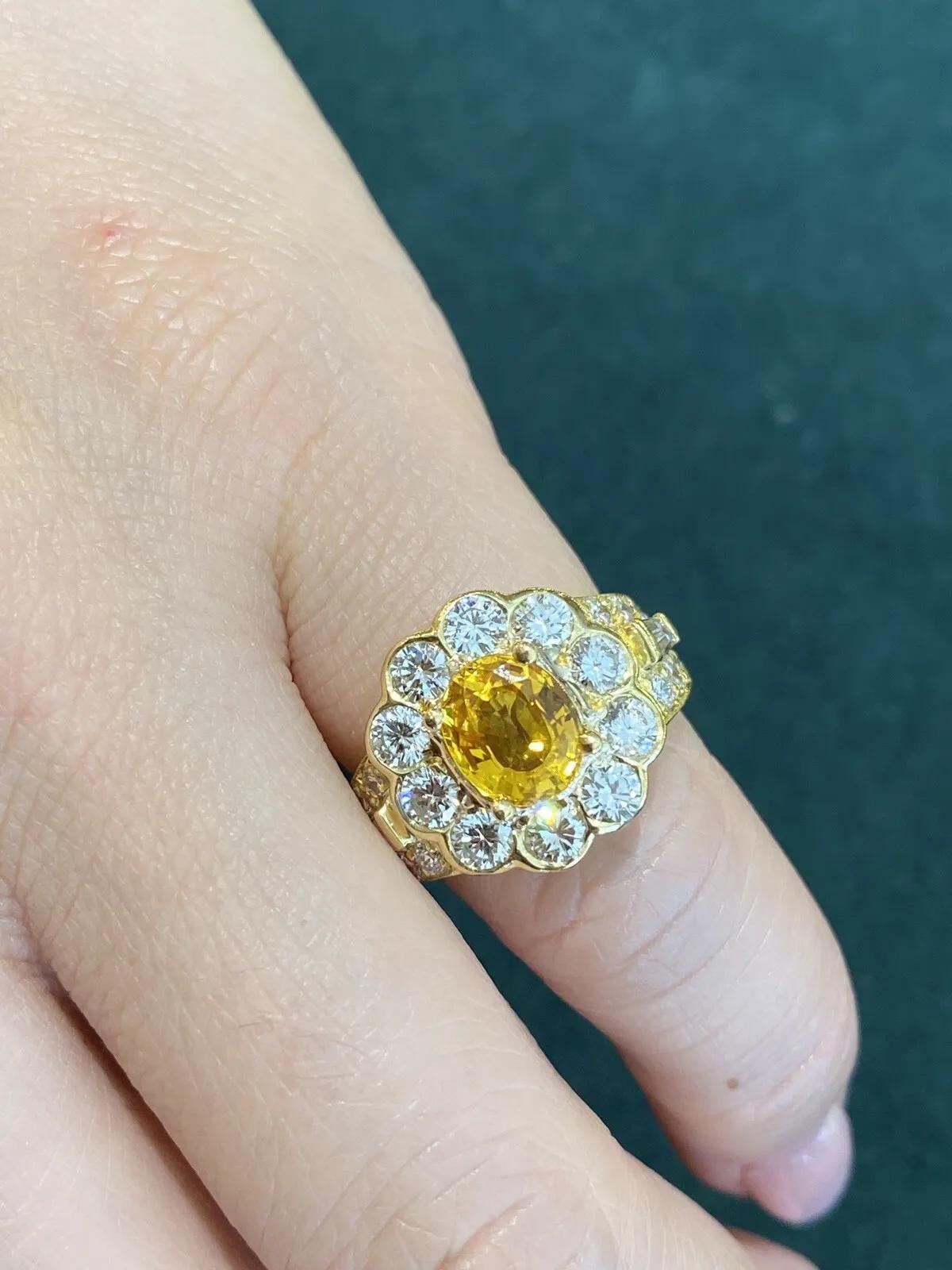 JB Star Oval Yellow Sapphire and Diamond Ring in 18k Yellow Gold For Sale 2