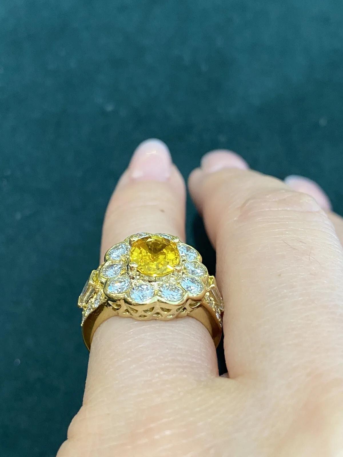 JB Star Oval Yellow Sapphire and Diamond Ring in 18k Yellow Gold For Sale 3