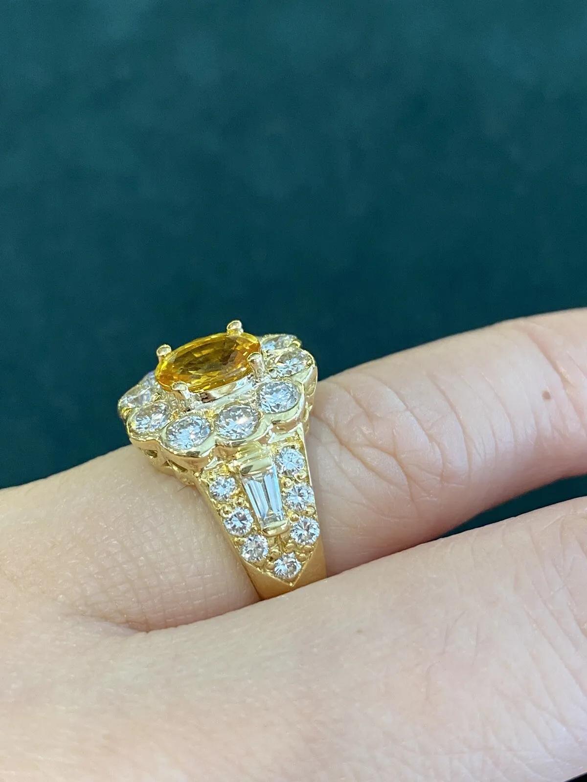 JB Star Oval Yellow Sapphire and Diamond Ring in 18k Yellow Gold For Sale 4