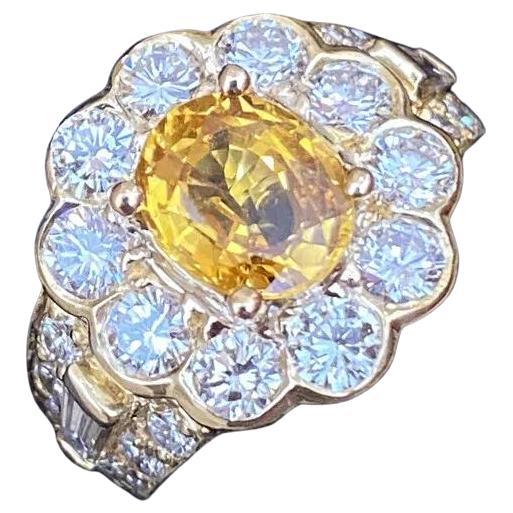 JB Star Oval Yellow Sapphire and Diamond Ring in 18k Yellow Gold For Sale