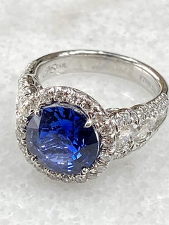 JB Star Platinum '3.57 Carat' Blue Sapphire and '1.96 Total Carat' Diamond Ring