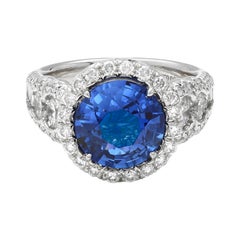 JB Star Platinum '3.57 Carat' Blue Sapphire and '1.96 Total Carat' Diamond Ring