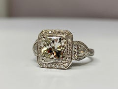 JB Star Platinum 3.70 Carat Total Weight Radiant Cut Diamond Engagement Ring