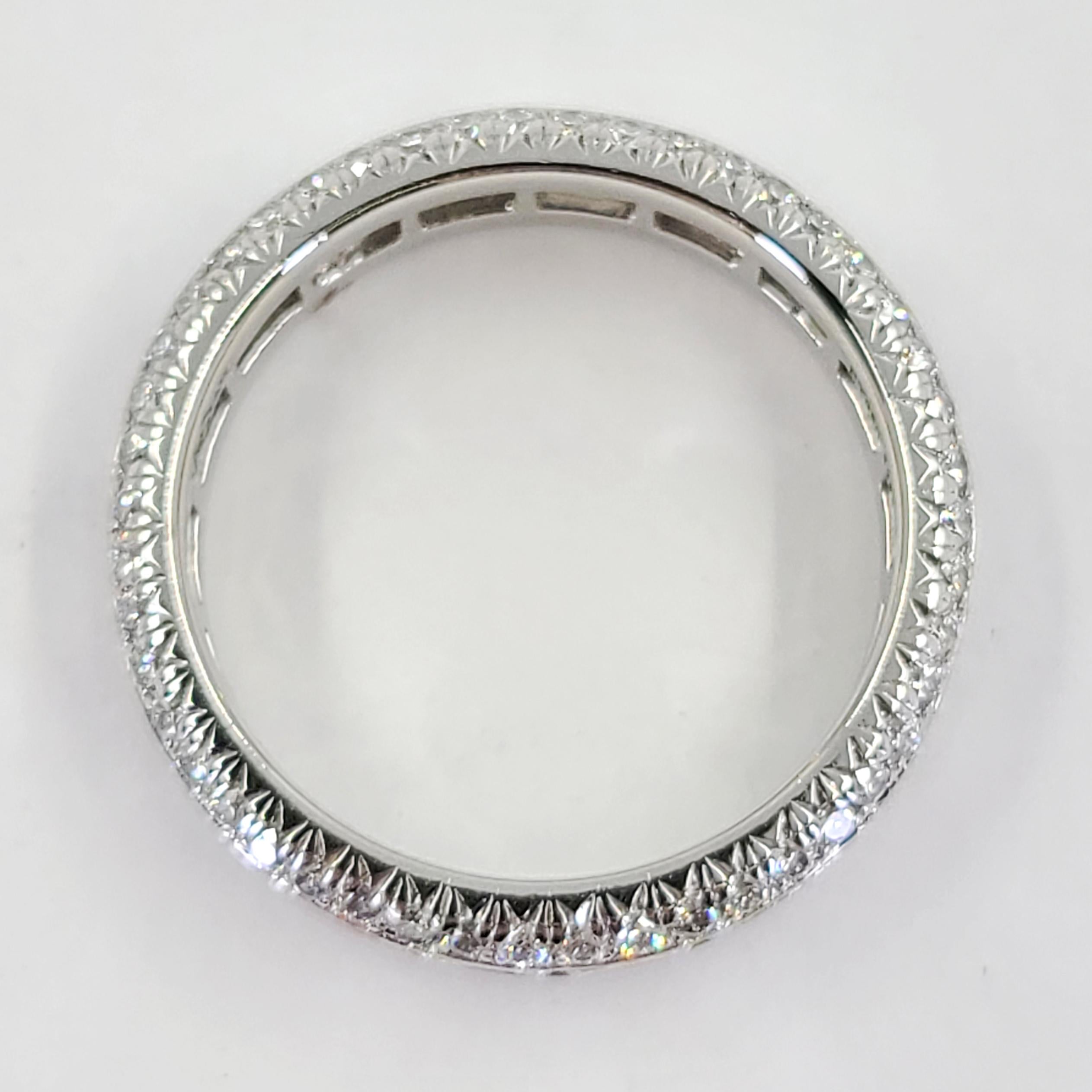 JB Star Platinum Emerald Cut Eternity Band In Good Condition For Sale In Coral Gables, FL