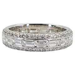 JB Star Platinum Emerald Cut Eternity Band