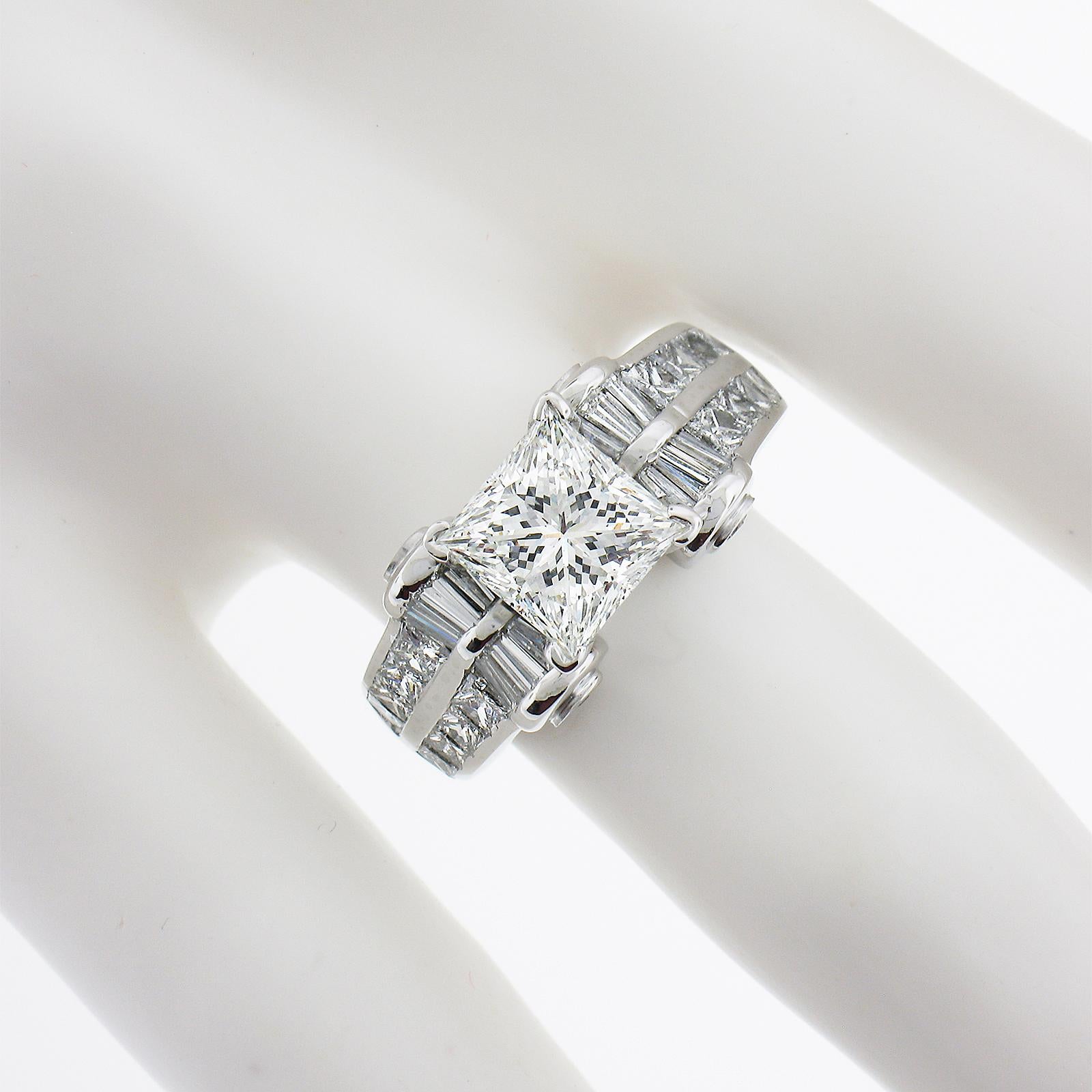 Women's Jb Star Platinum Gia 3.91ctw Princess Cut Diamond Statement Engagement Ring