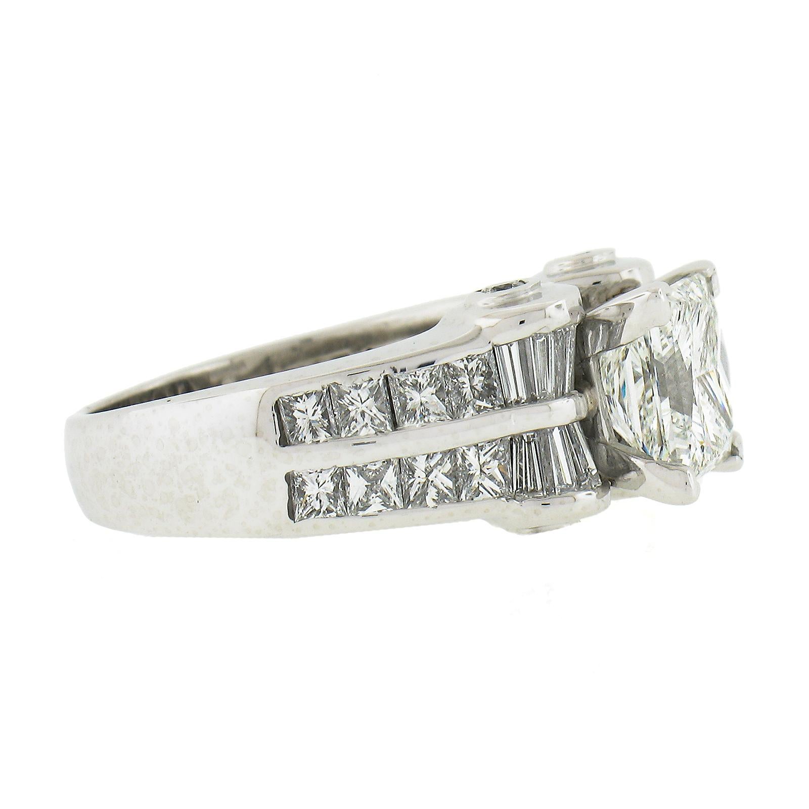 Jb Star Platinum Gia 3.91ctw Princess Cut Diamond Statement Engagement Ring 1