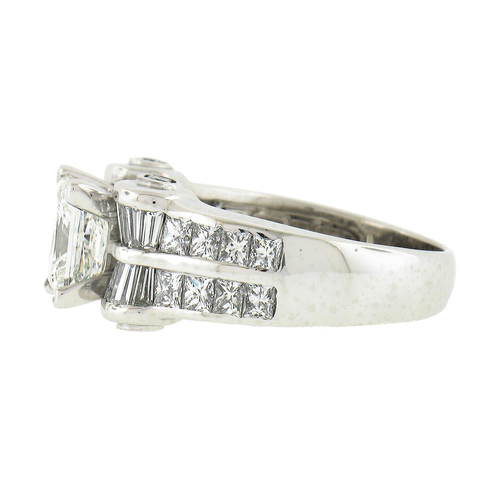 Jb Star Platinum Gia 3.91ctw Princess Cut Diamond Statement Engagement Ring 2