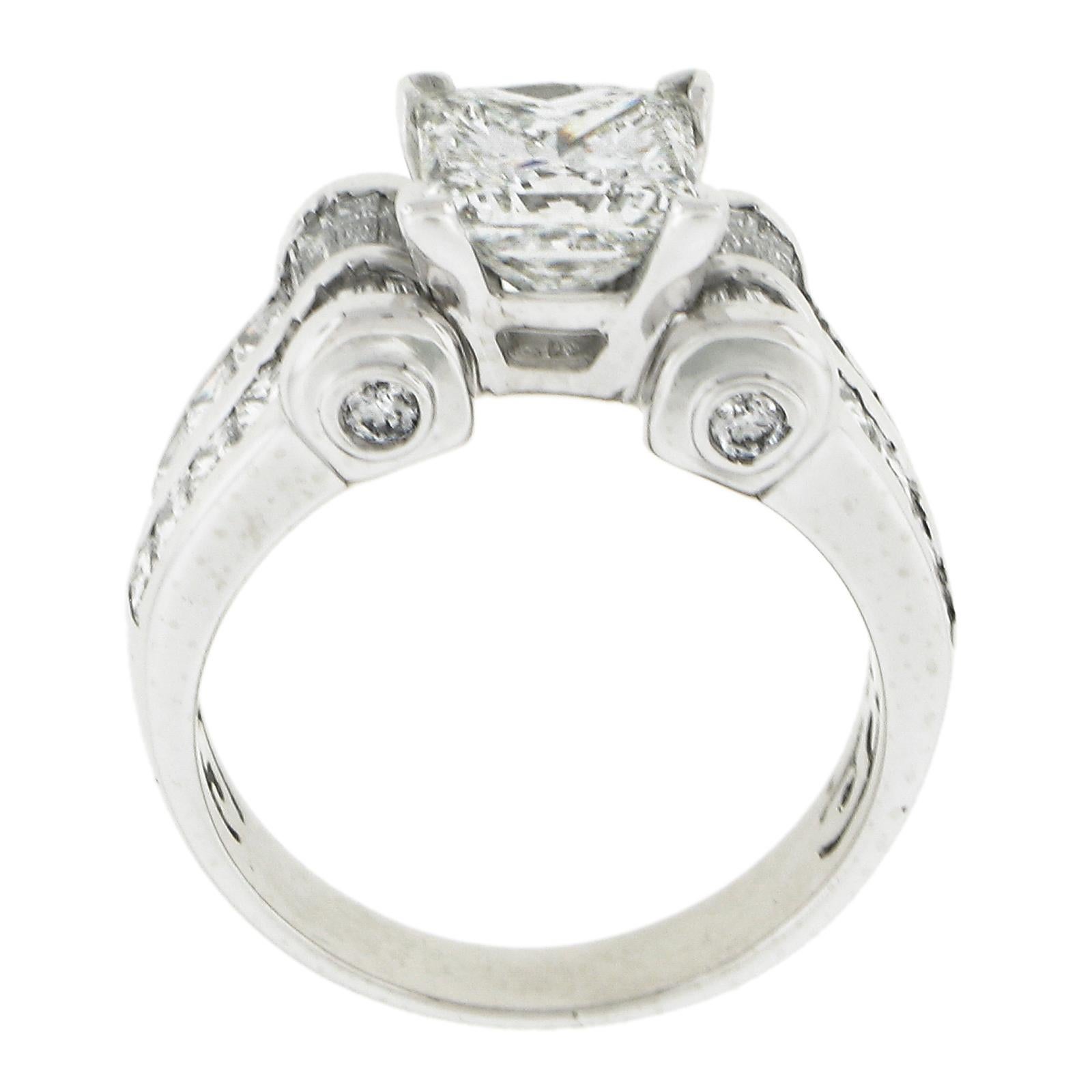 Jb Star Platinum Gia 3.91ctw Princess Cut Diamond Statement Engagement Ring 4
