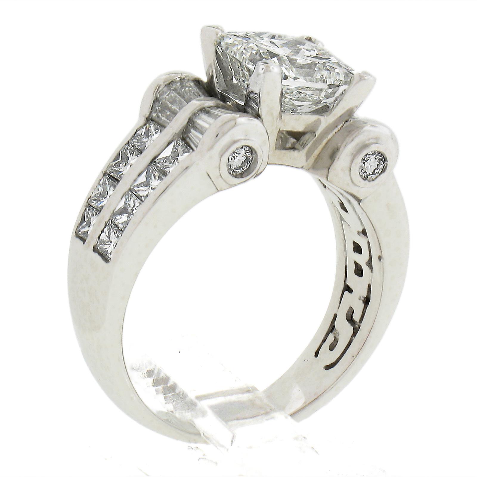 Jb Star Platinum Gia 3.91ctw Princess Cut Diamond Statement Engagement Ring 5