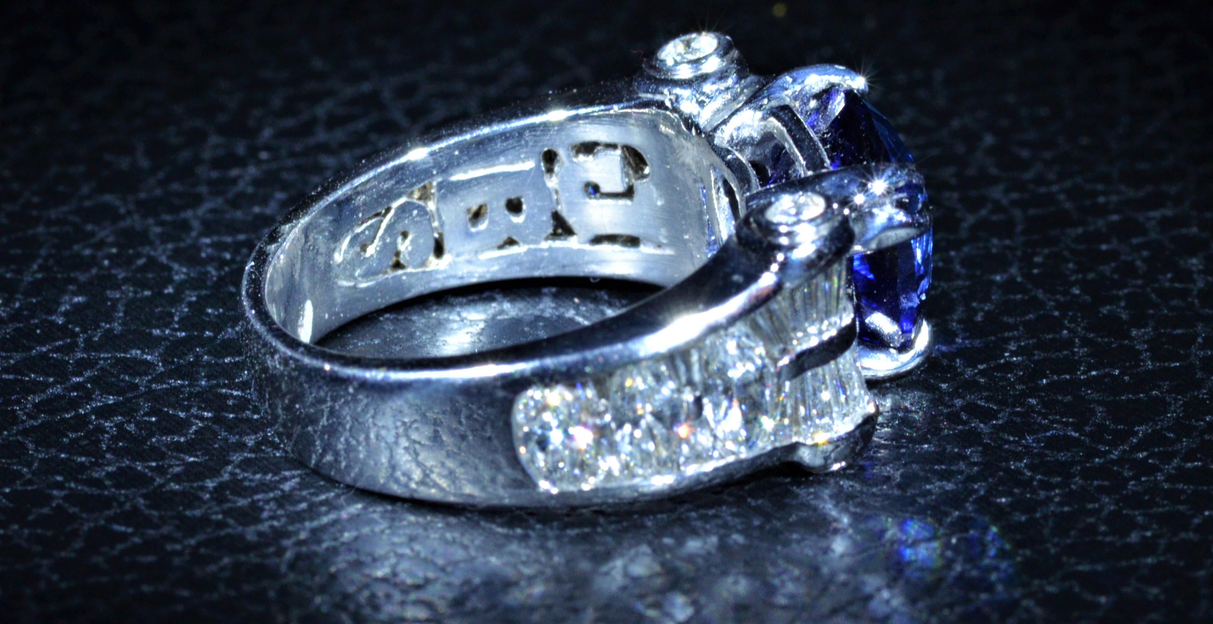 Modern JB Star Platinum Ring Set with 4.91 Carat Tanzanite and 2.50 Carat of Diamonds For Sale