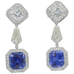 JB Star Sapphire and Diamond 'GIA Certified' Earrings in Platinum