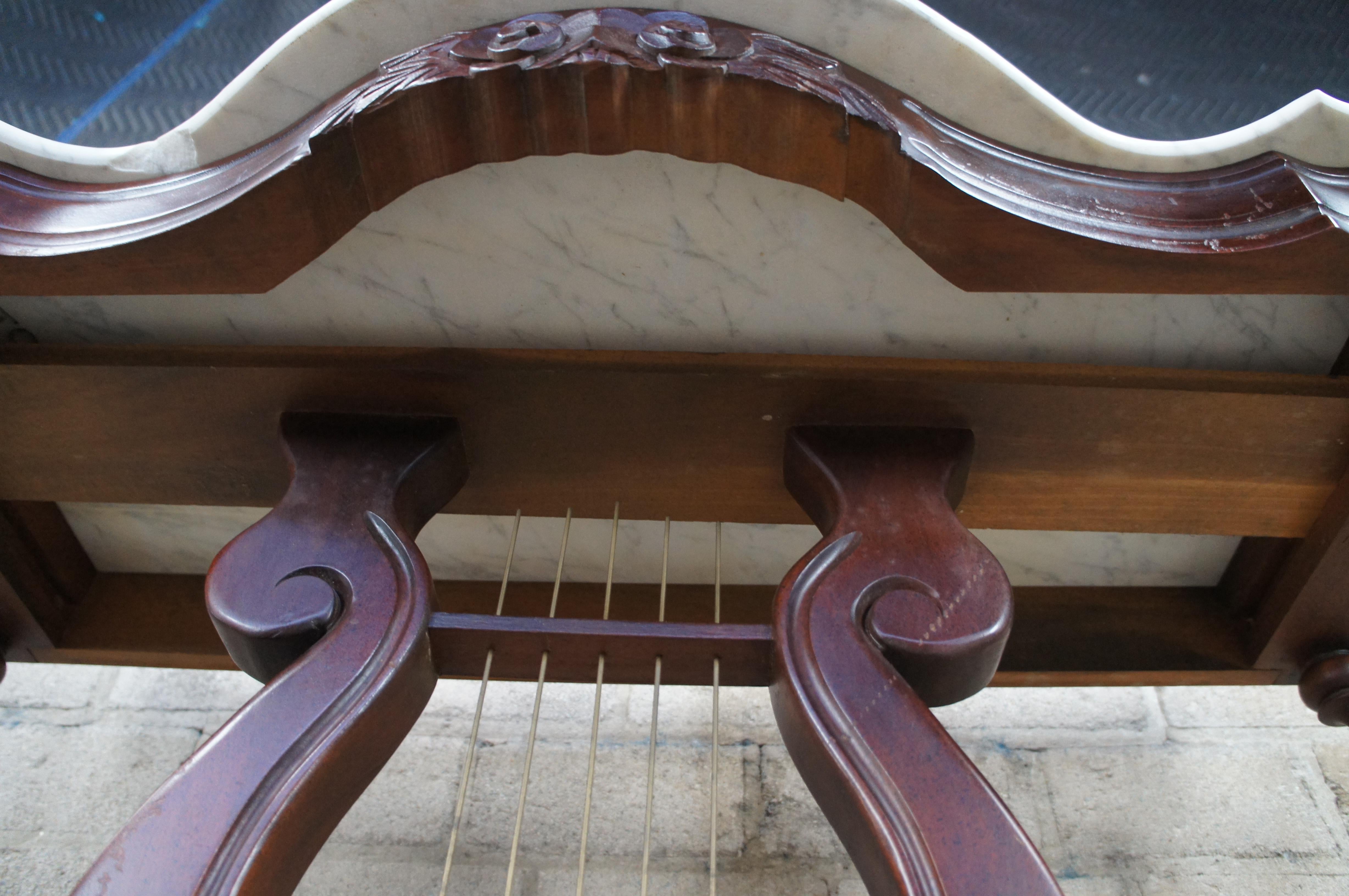 J.B. Van Sciver Cherry Lyre Harp Top Hall Entry Parlor Console Table 40