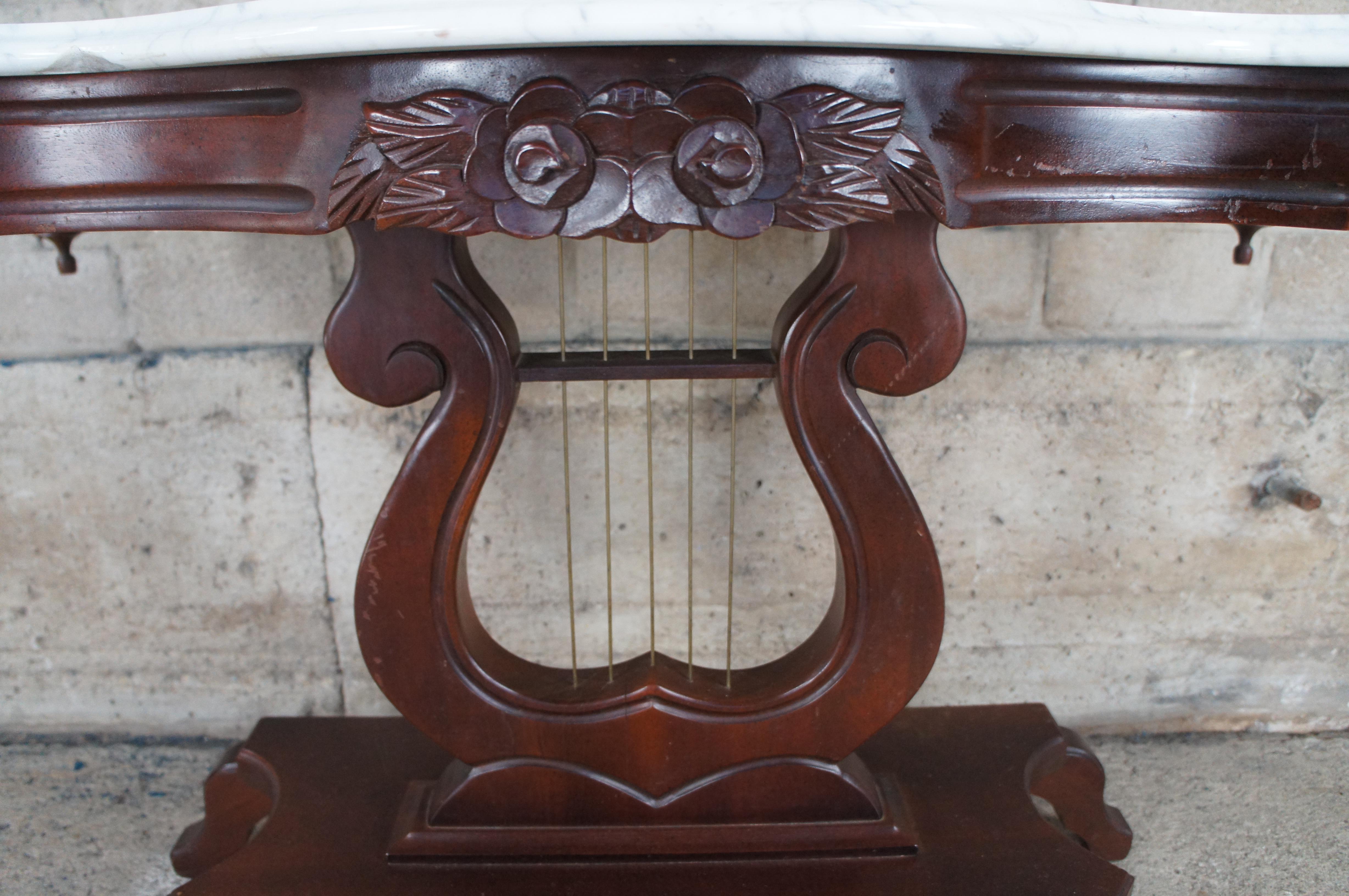 J.B. Van Sciver Cherry Lyre Harp Top Hall Entry Parlor Console Table 40