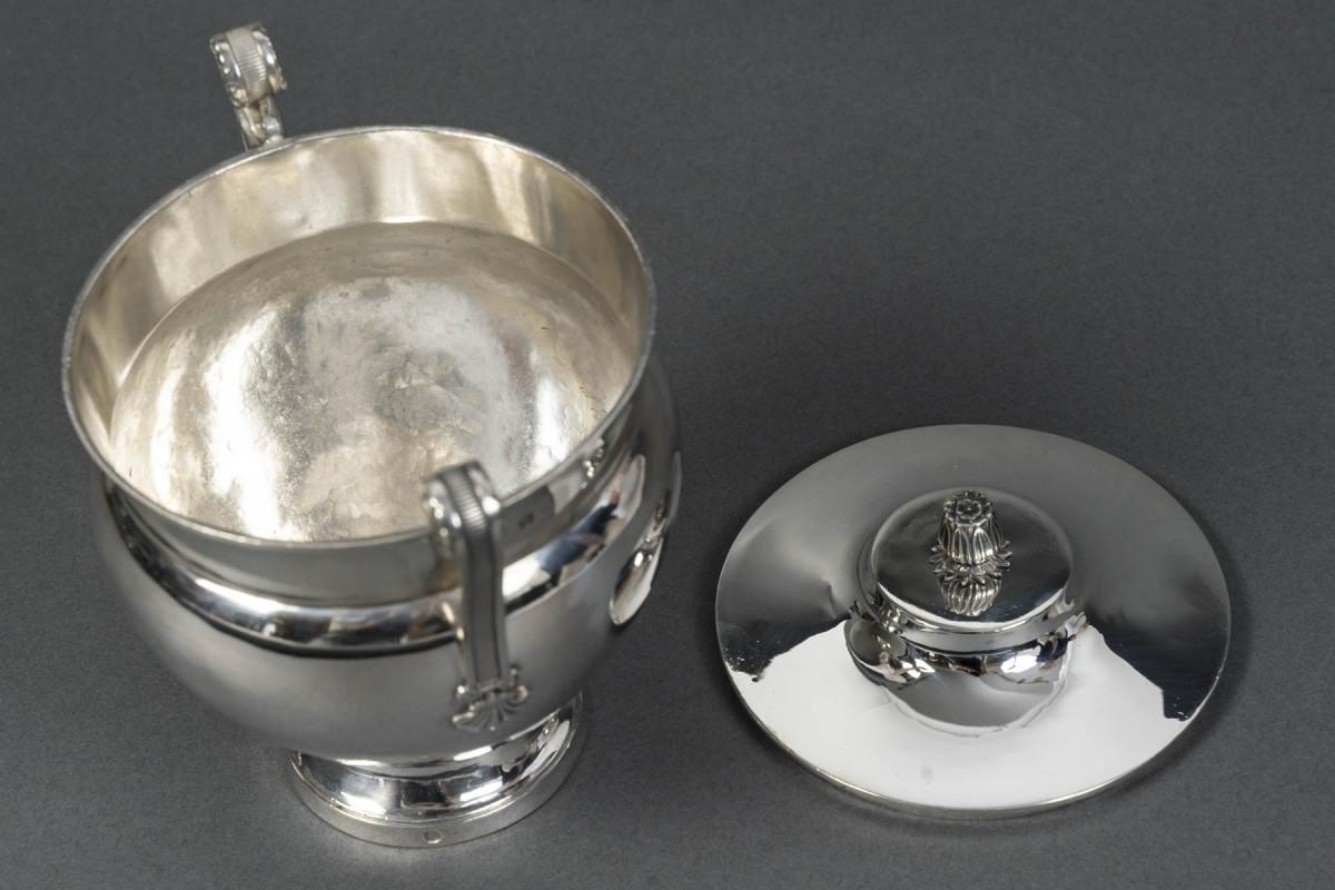 Silver JBC ODIOT – Covered silver sugar bowl, 1st Empire period, 1809/1818 For Sale