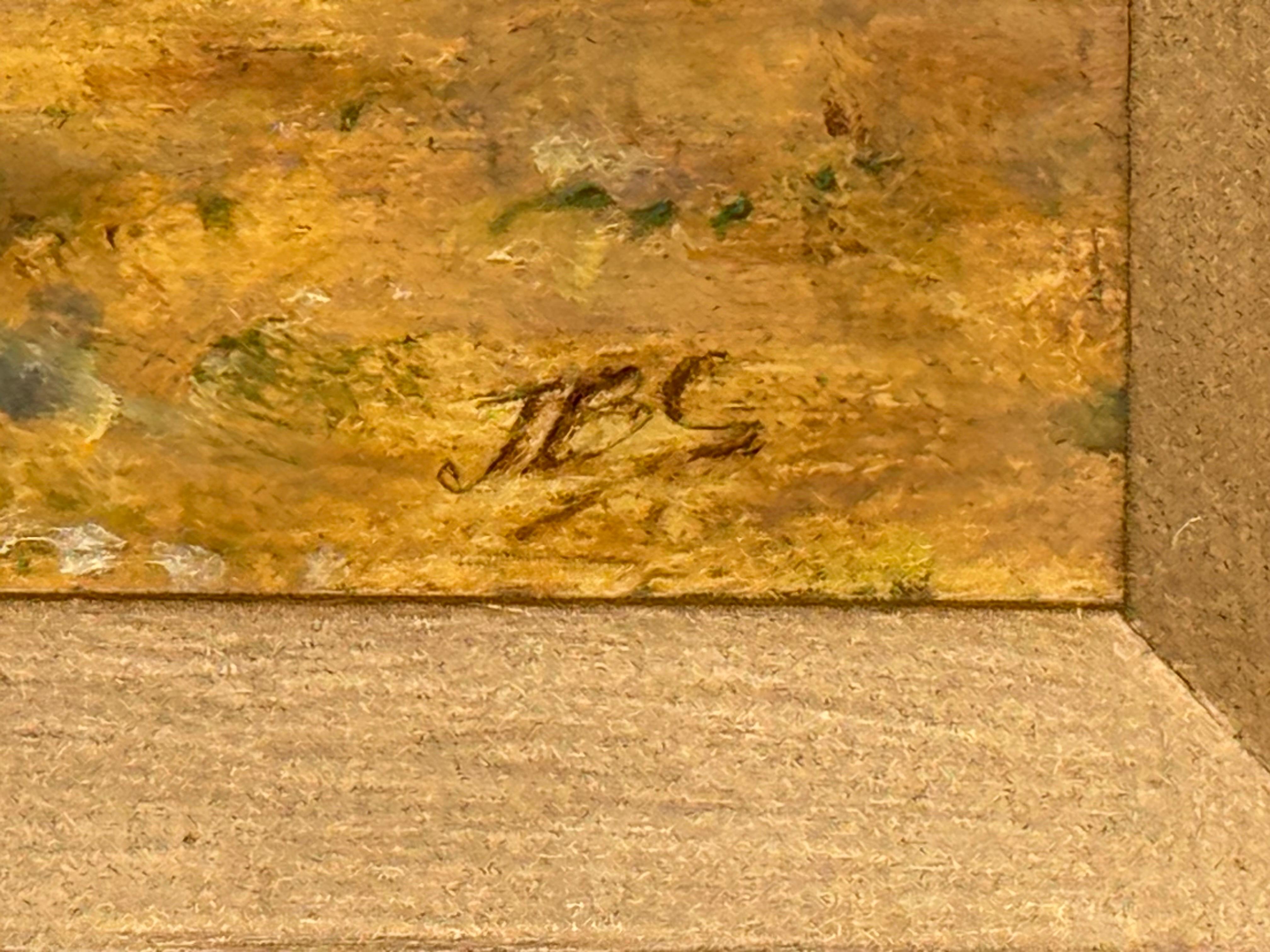 Chevaux labourant un champ avec un fermier dans la campagne anglaise par un artiste britannique en vente 3