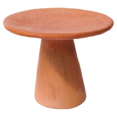 Jbel Zucar Terracotta Side Table Made of Clay, Handcrafted by the Potter Houda