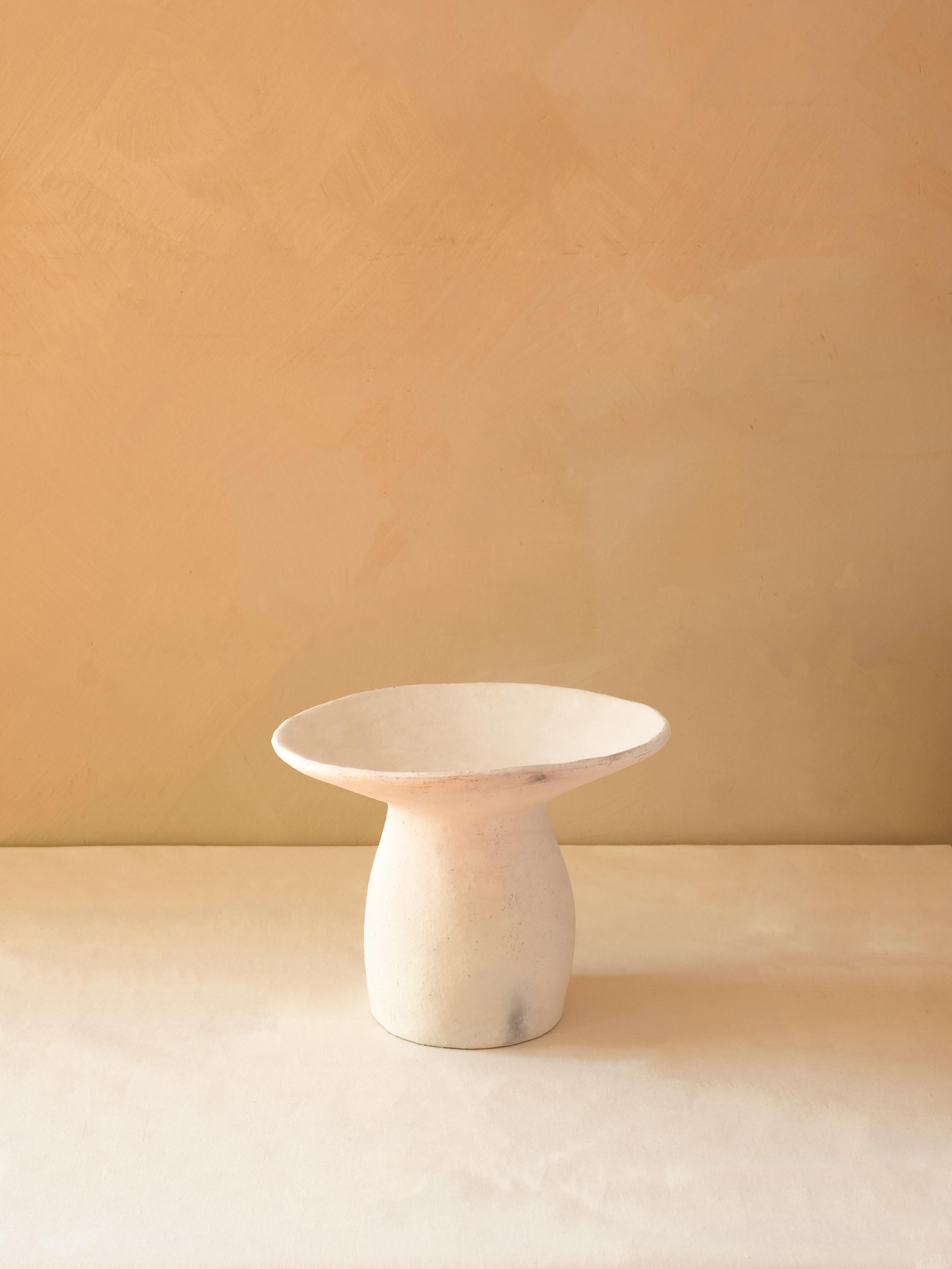White Side Tables Made of local Clay, natural pigments, Handcrafted For Sale 11