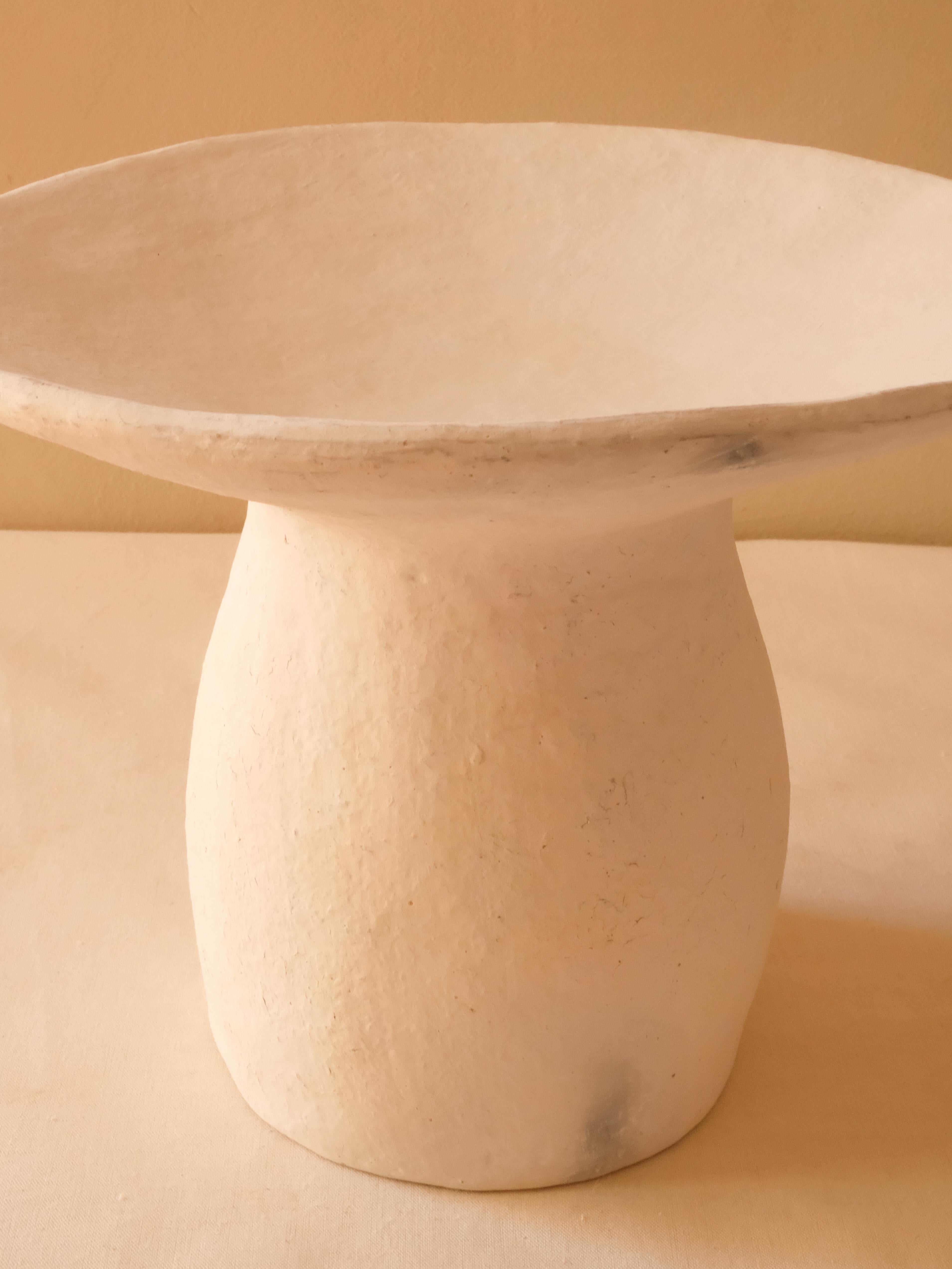 White Side Tables Made of local Clay, natural pigments, Handcrafted For Sale 6