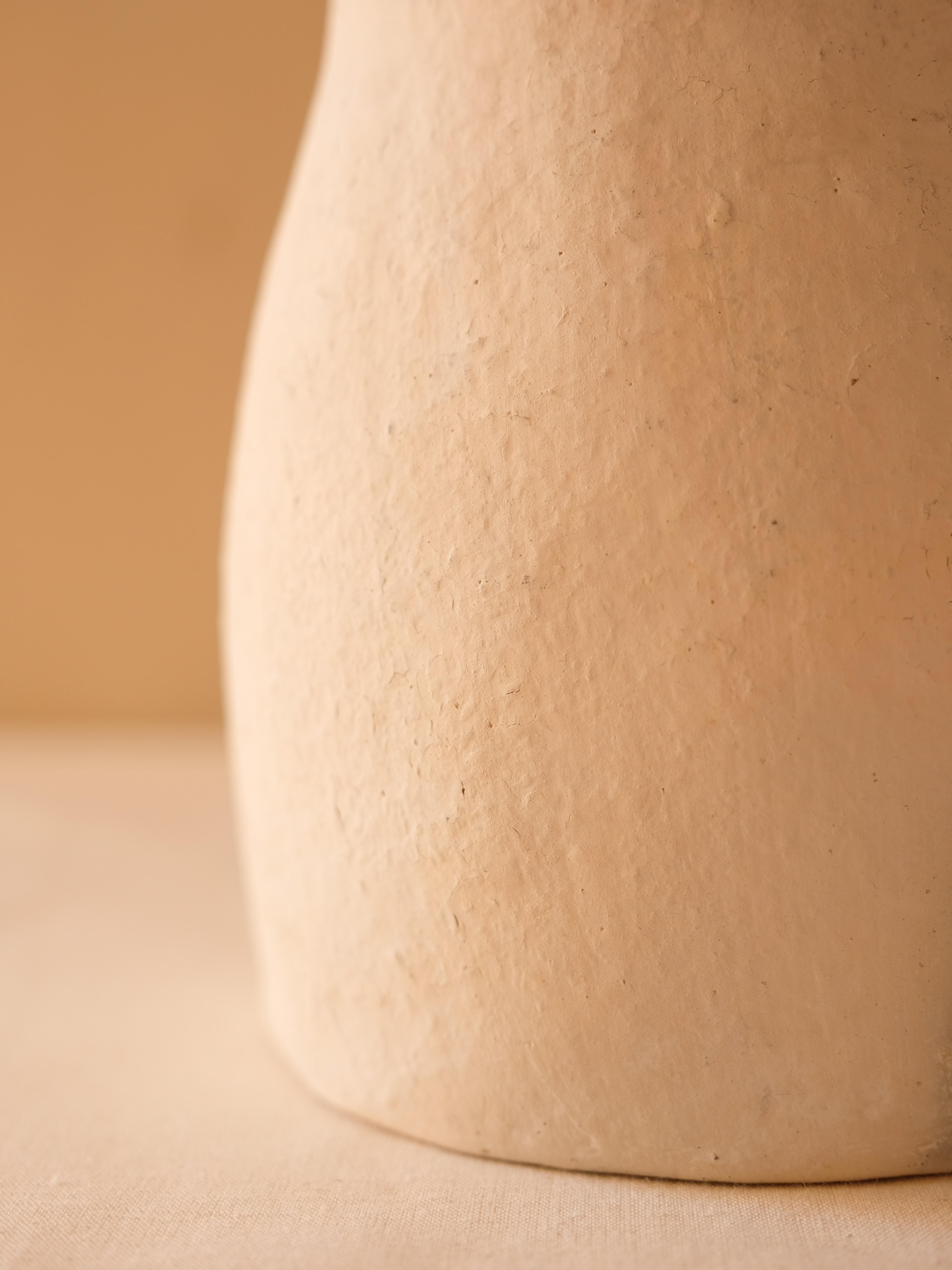White Small Side Table Made of local Clay, natural pigments, Handcrafted For Sale 1
