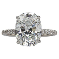 J. Birnbach GIA 3,51 Carati E Flawless Diamante Taglio Cuscino Anello Solitario in Platino
