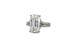 J.Birnbach GIA 5.02 Carat J VS1 Elongated Old Mine Diamond Split Shank Solitaire