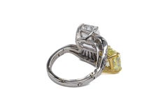 J. Birnbach GIA Anillo Toi et Moi de 9,11 quilates de diamantes talla Asscher en amarillo fantasía total