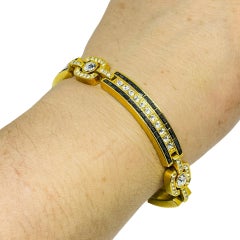 JBK CAMROSE KROSS vintage gold plated rhinestones enamel designer link bracelet