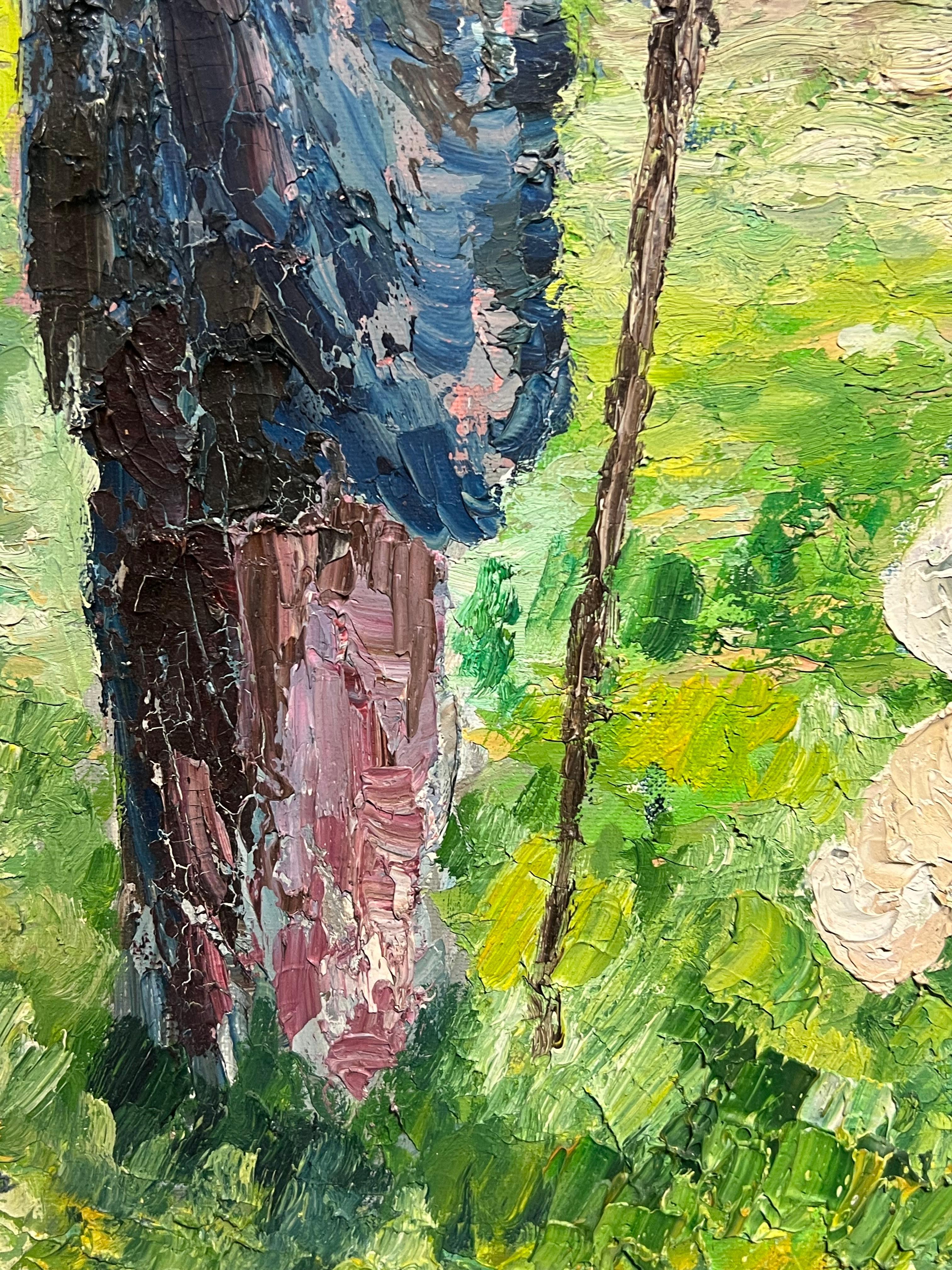Pastori all'alba Grande dipinto a olio post-impressionista francese degli anni '70 in vendita 5