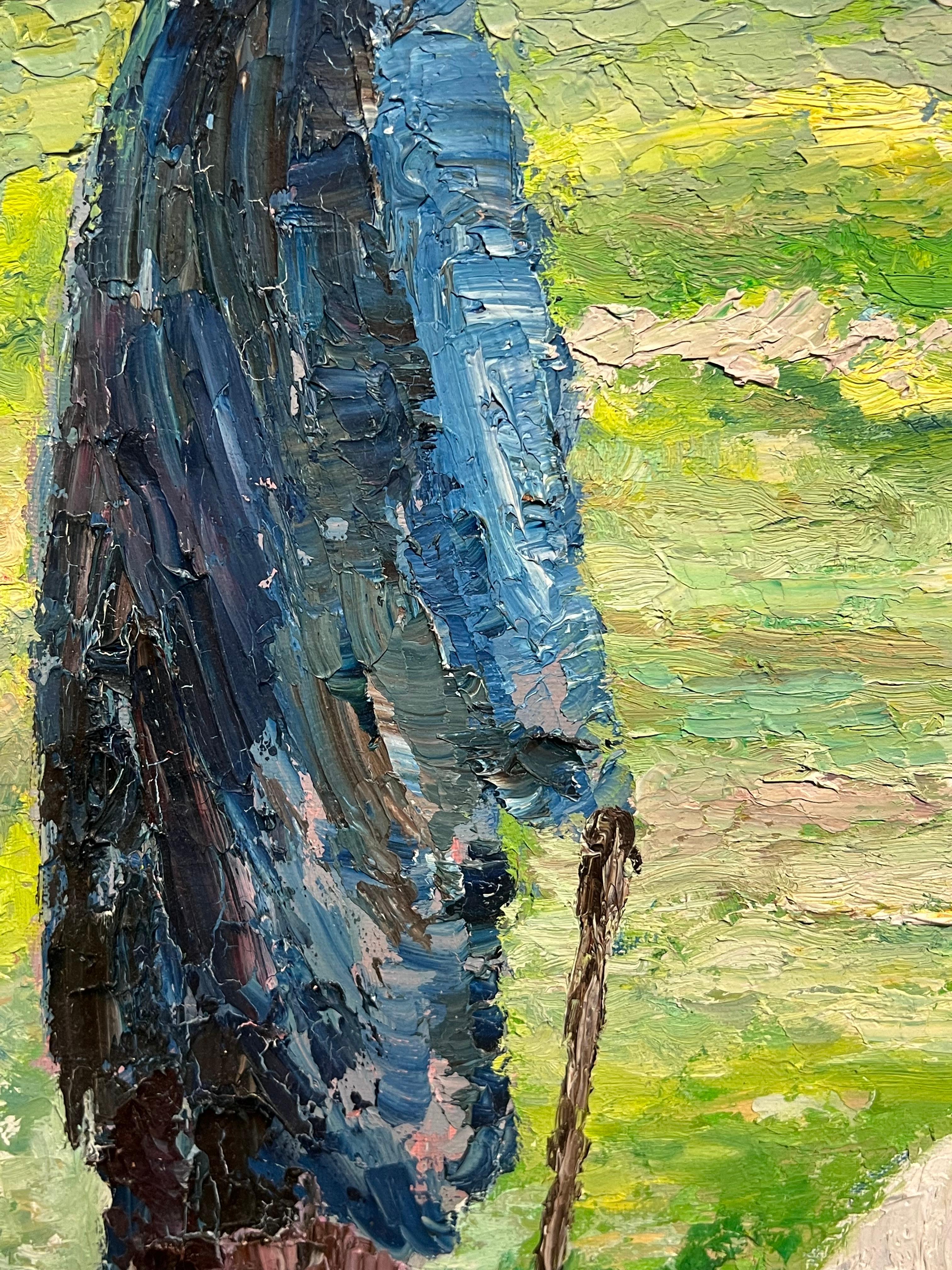 Pastori all'alba Grande dipinto a olio post-impressionista francese degli anni '70 in vendita 6