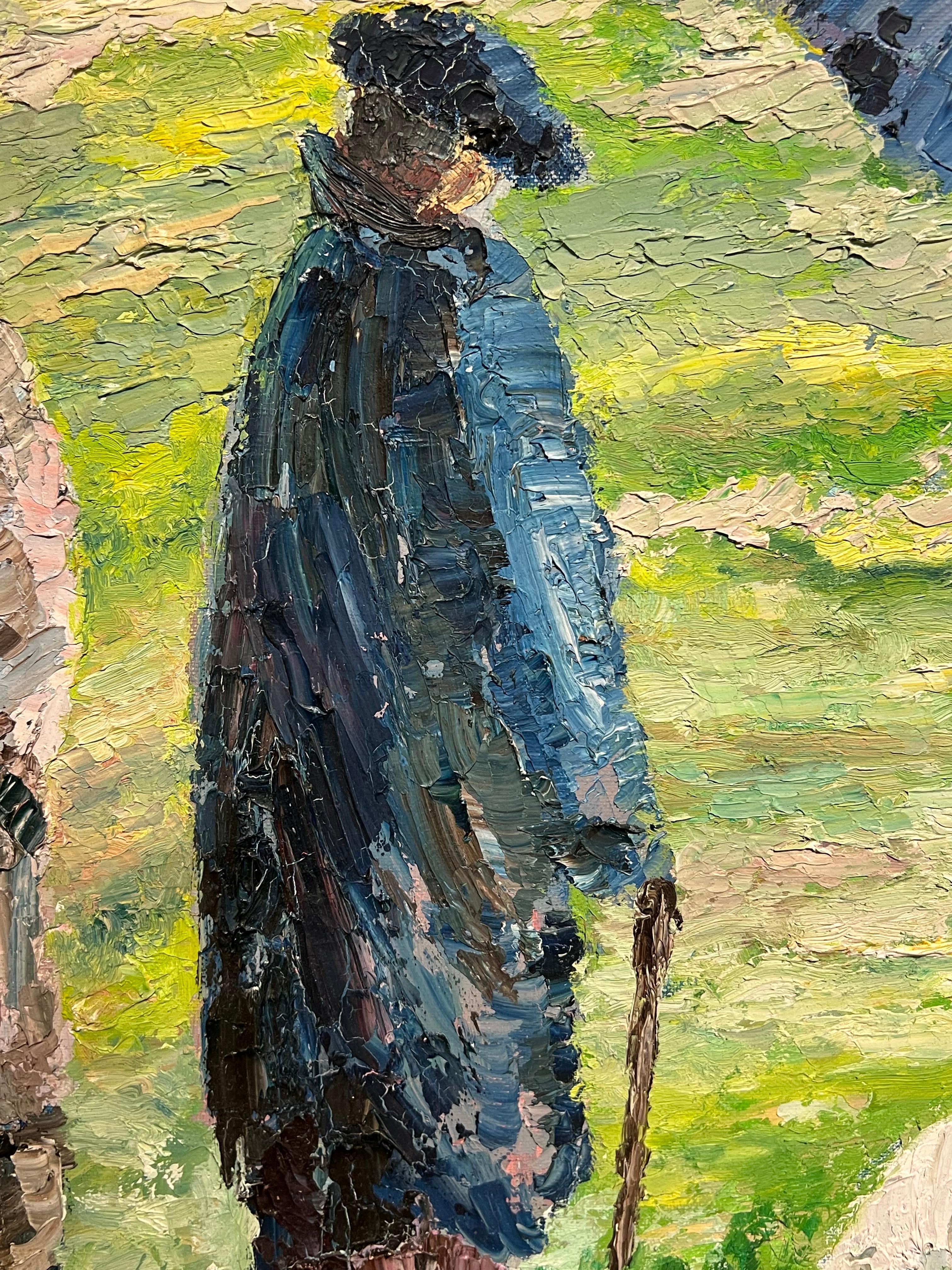 Pastori all'alba Grande dipinto a olio post-impressionista francese degli anni '70 in vendita 2