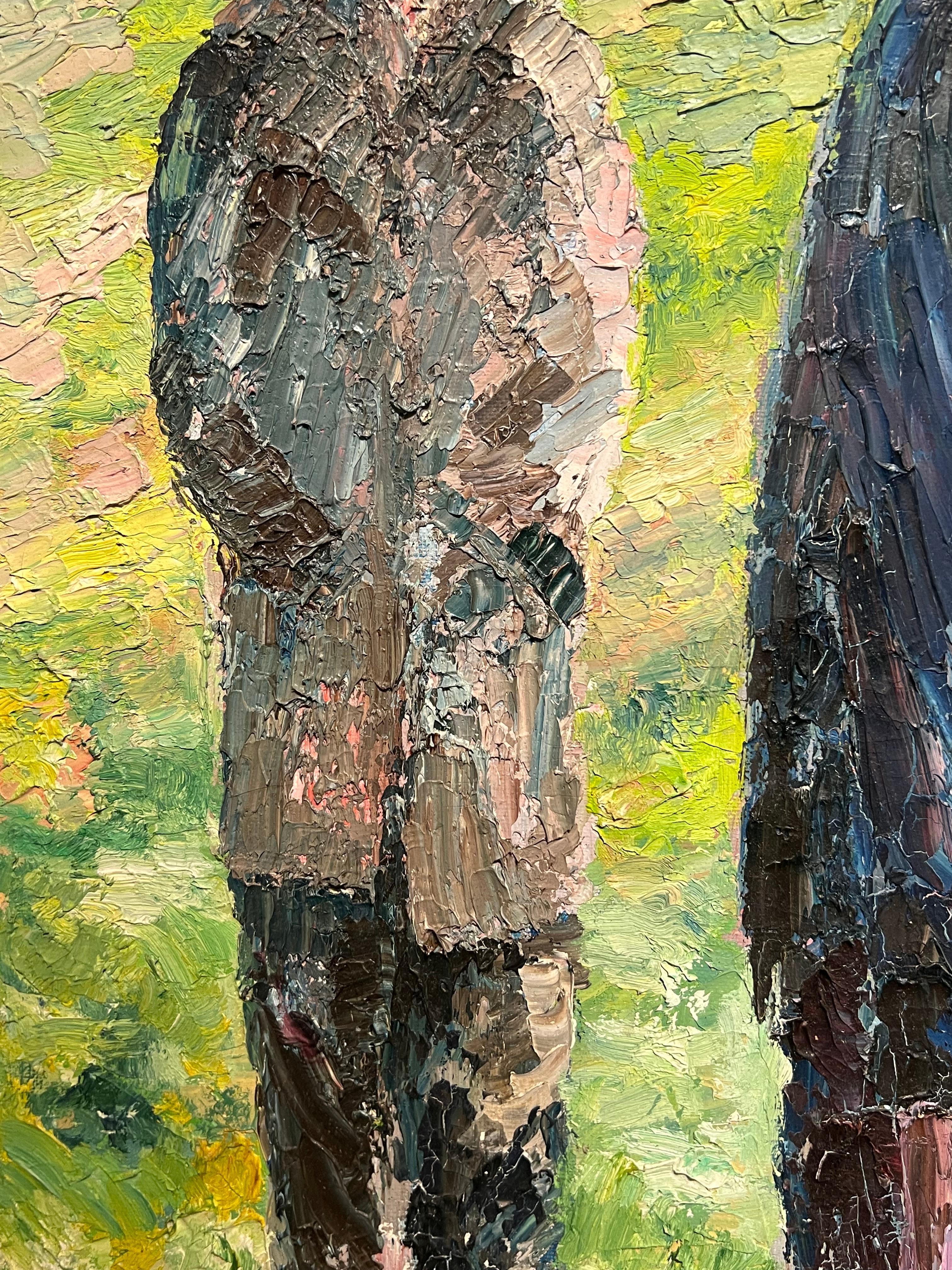 Pastori all'alba Grande dipinto a olio post-impressionista francese degli anni '70 in vendita 3